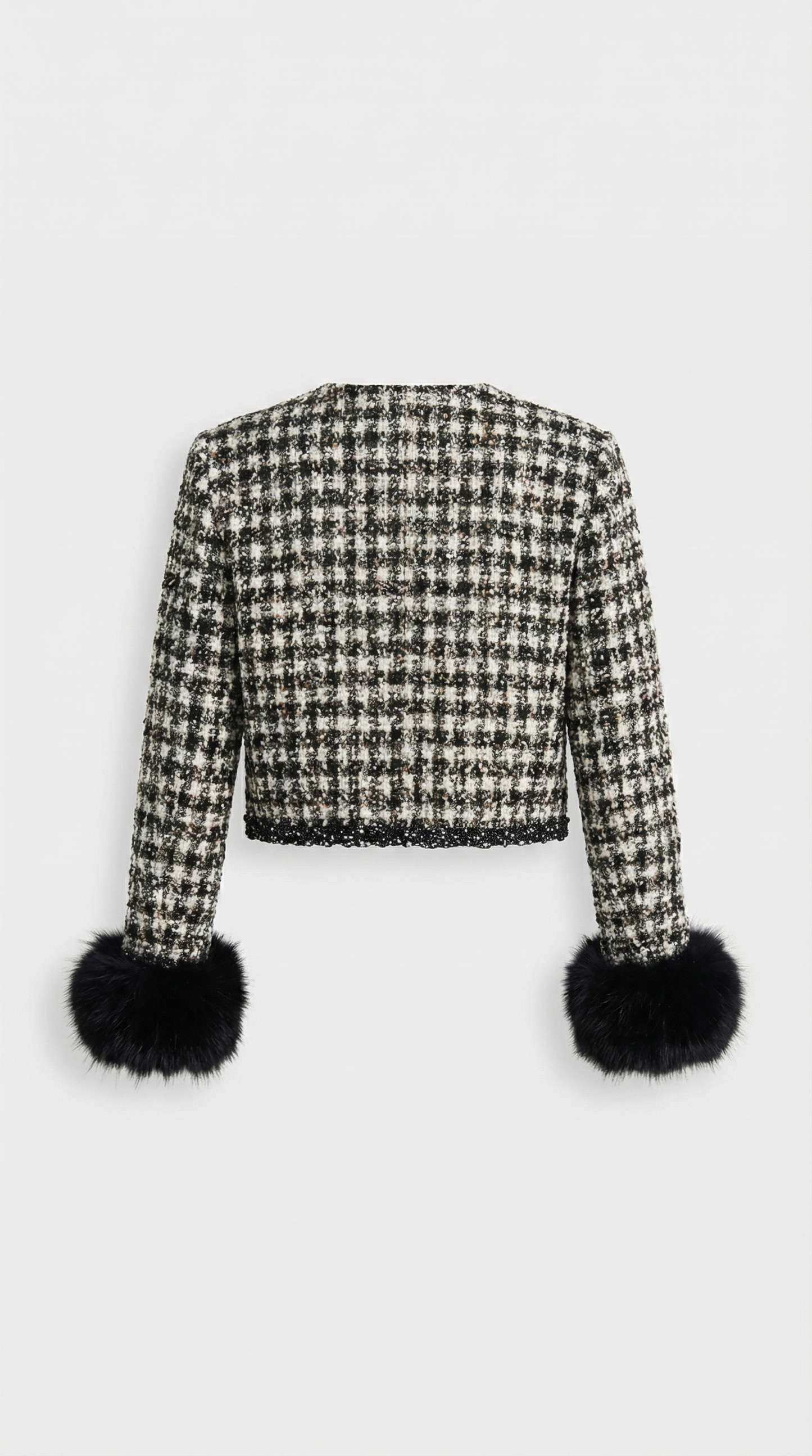 Chic Cotton Padded Blazer with Vegan Fur Cuffs