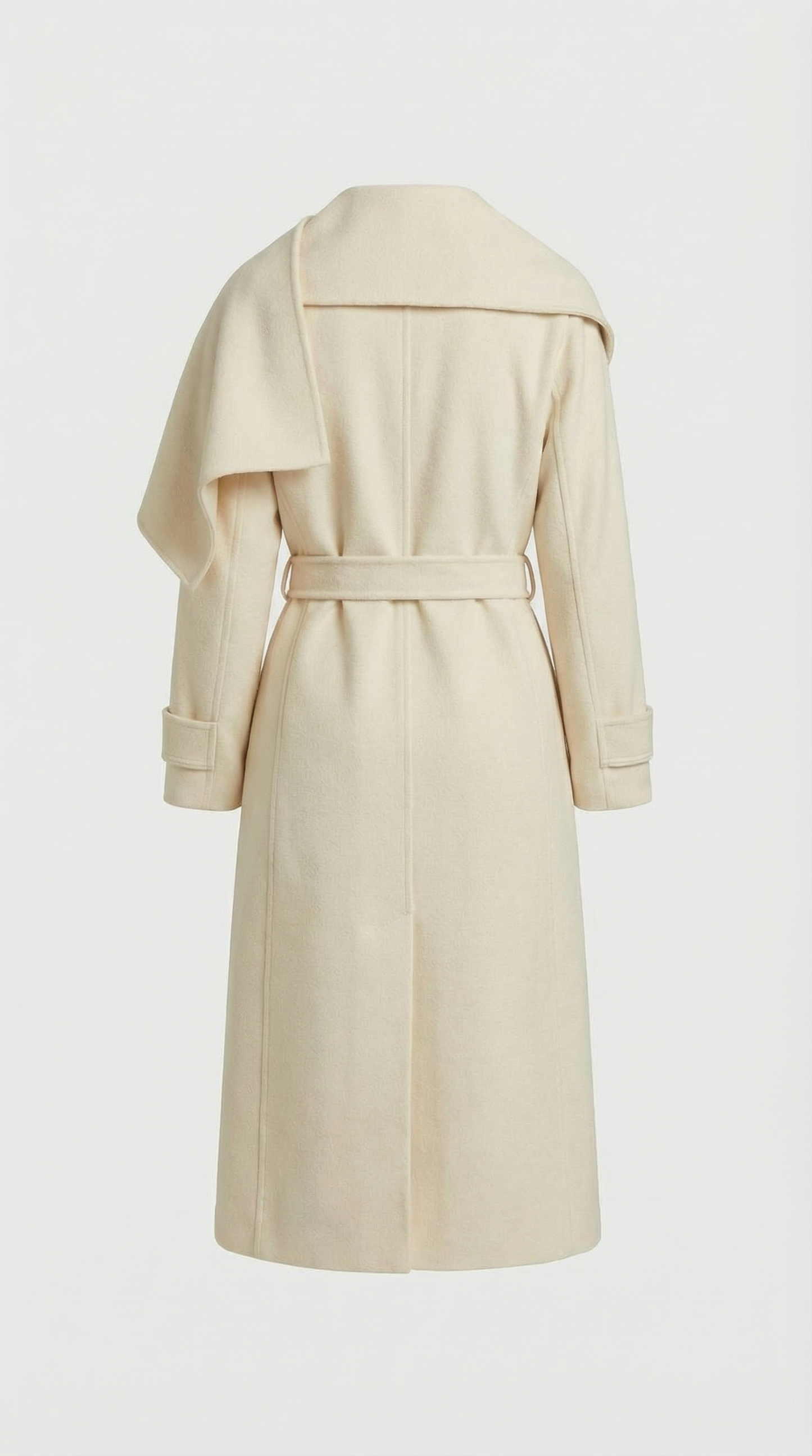 Natural Double-Sided Wool Jacket with Soft Ivory Scarf