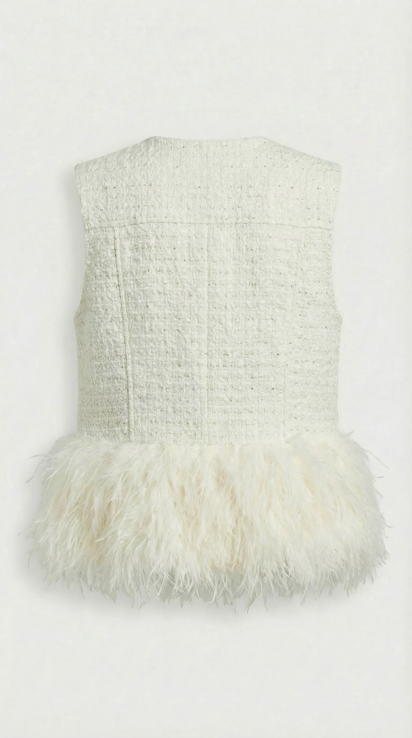 White Warm Round Neck Vest Coat - Stylish and Cozy Outerwear