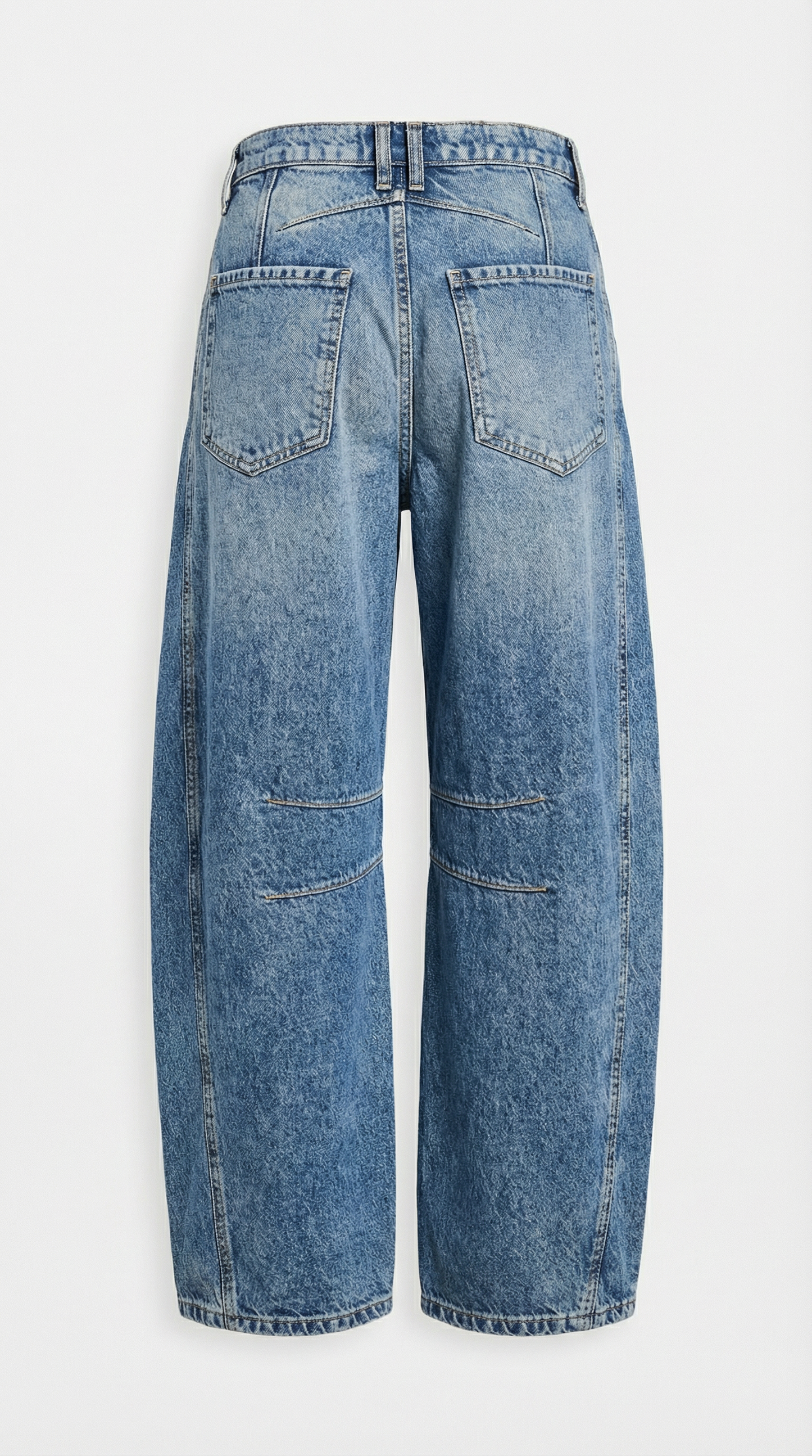 High Stretch Mid-Rise Blue Barrel Jeans