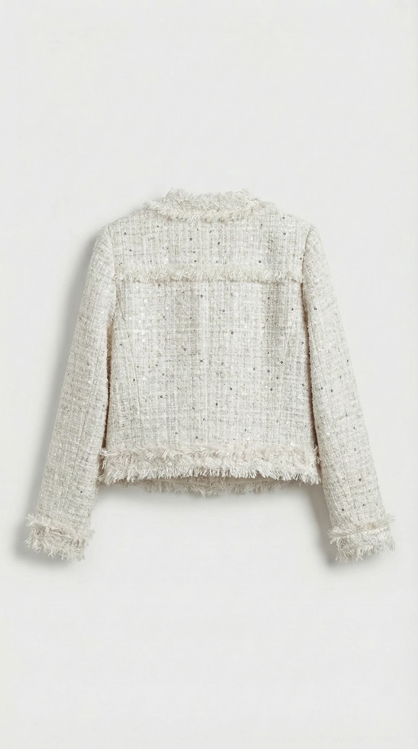 Elegant Slim Plaid Blazer with O-neck and Pearl Accents