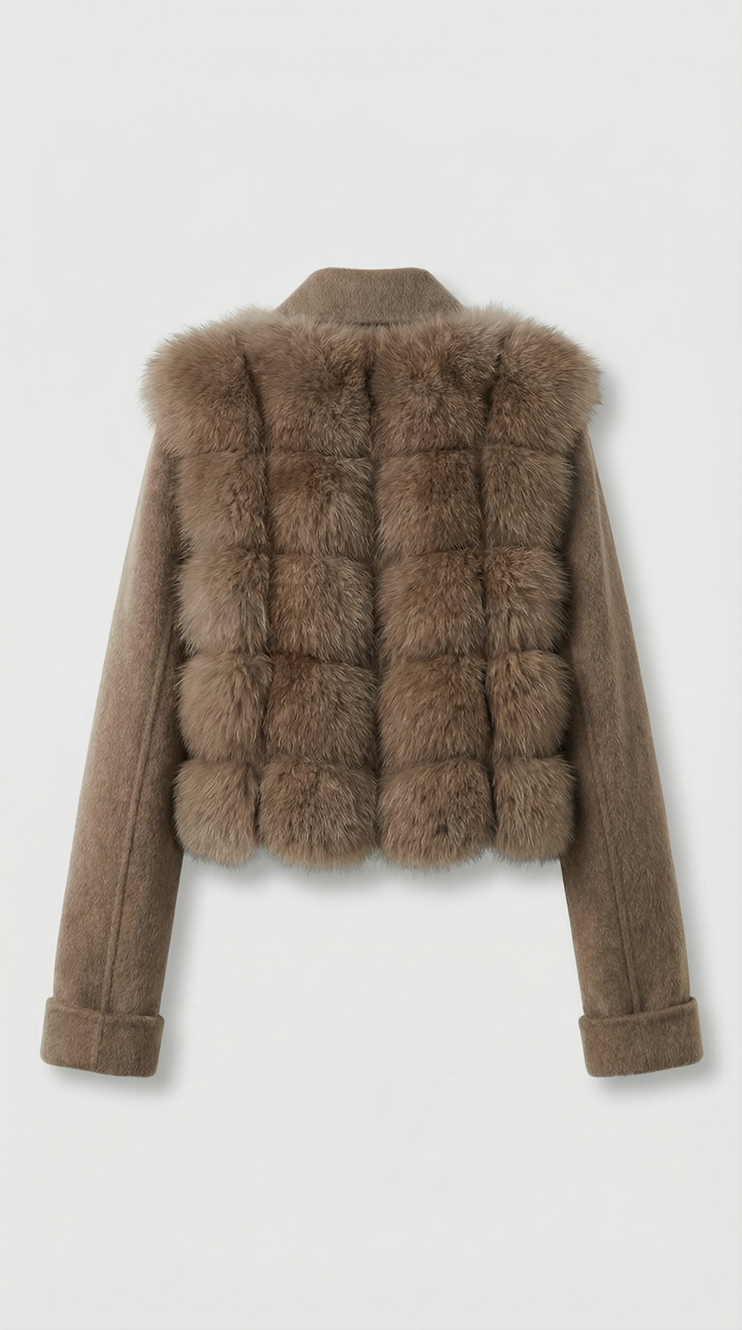 Luxury Natural Fox Fur and Wool Coat