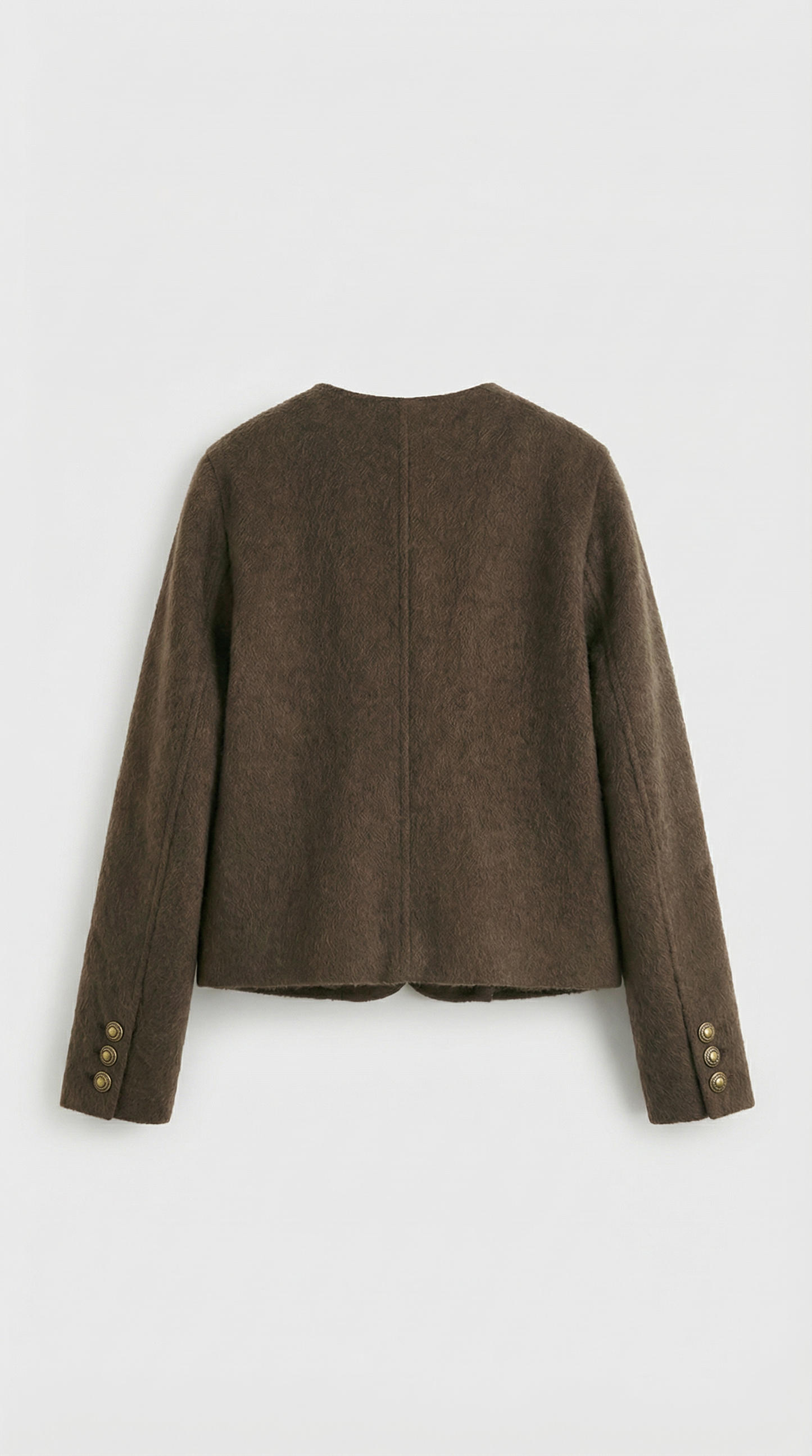 Wool & Cashmere Blend Boxy Cropped Jacket in Brown