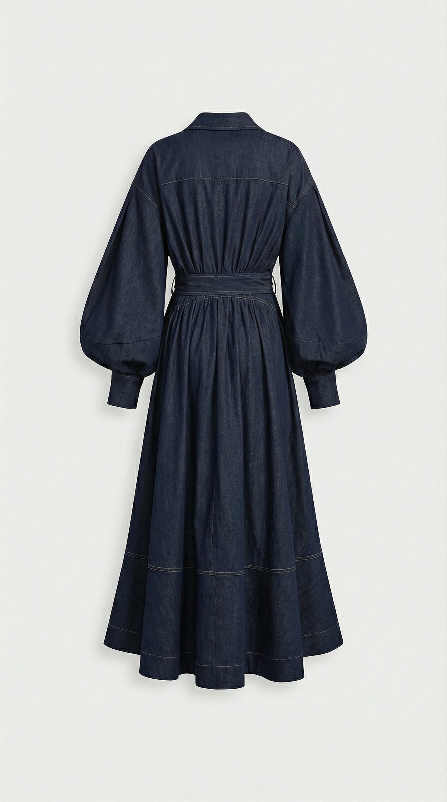 Long Sleeve Oversized Denim Dress in Navy Blue