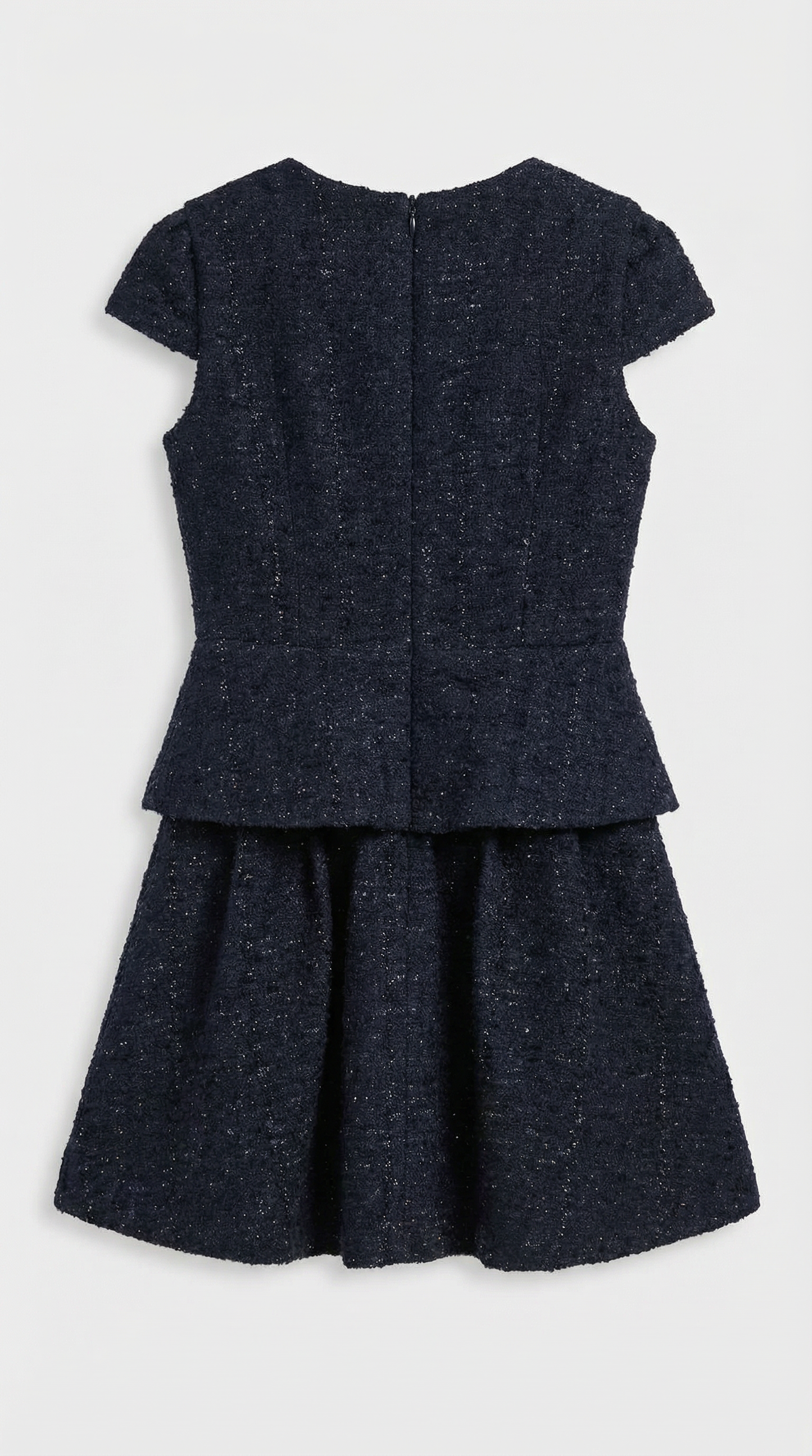 Elegant Short Tweed Dresses for Women with Diamond Jewel Buttons