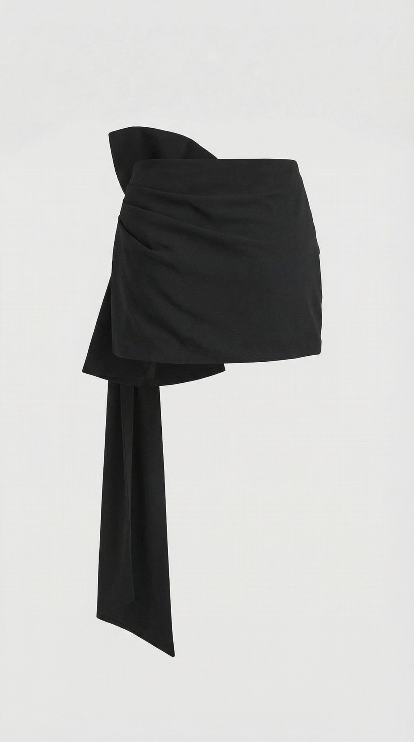 Elegant Black Pleated Bow Skirt - Niche French Design