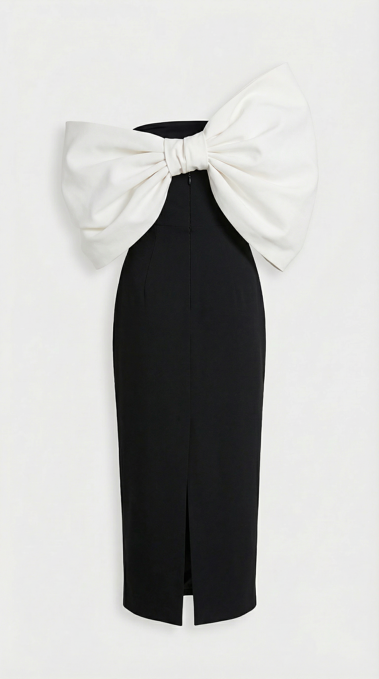 Sculptural One-Shoulder Black Midi Dress