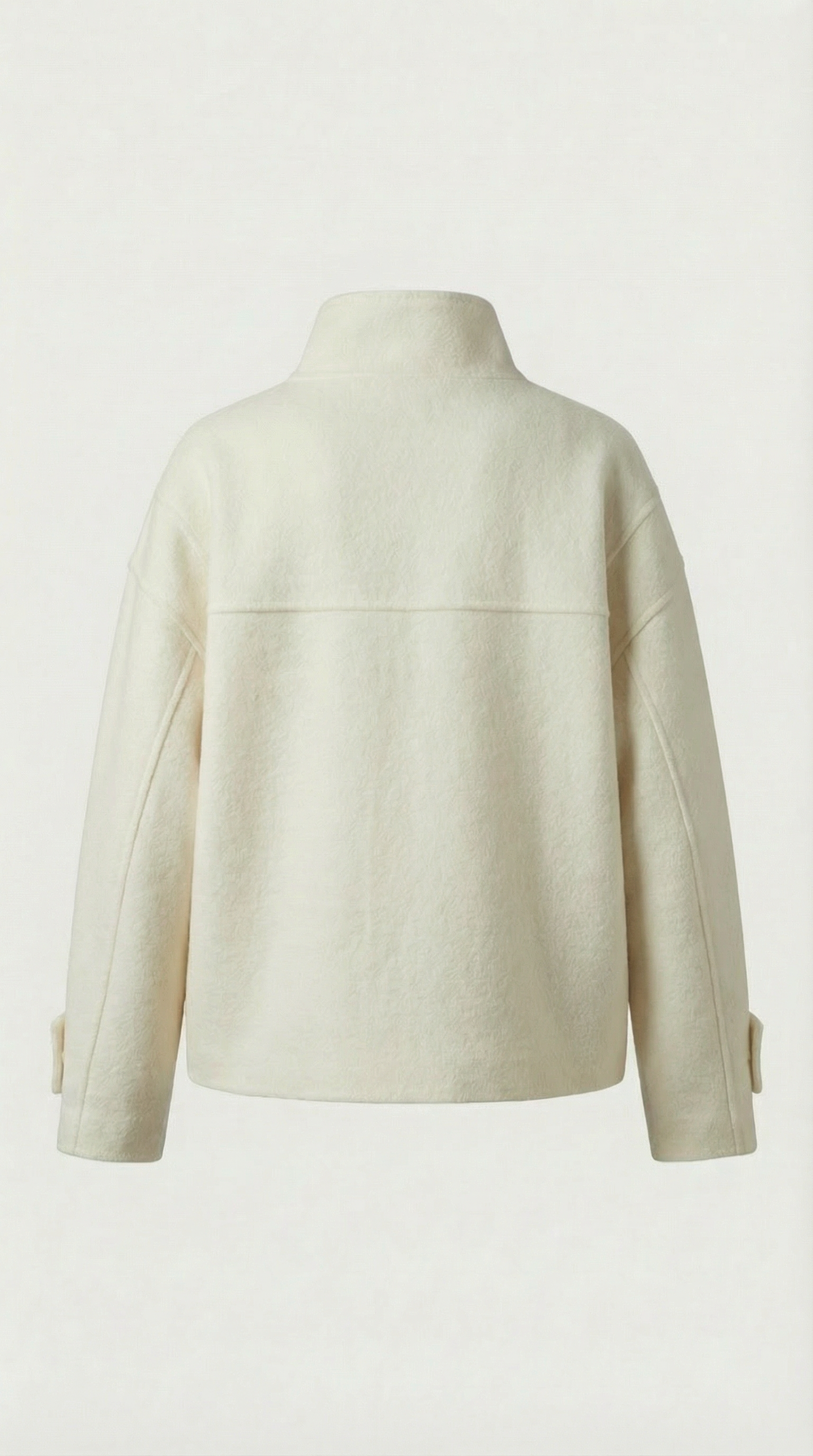 Double-Faced Wool Short Coat with Horn Buttons