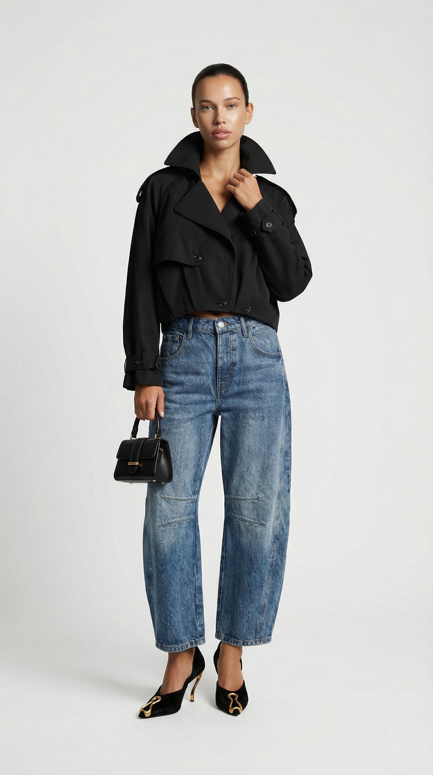 Suede Sculptural Natural Leather Heels with Metal Accents