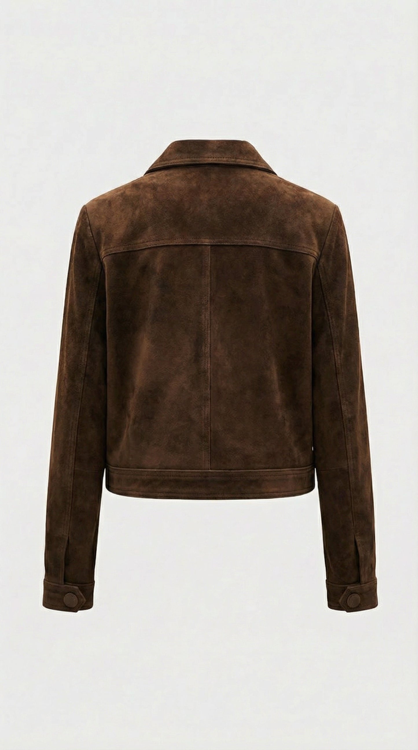 Dark Brown Suede Cropped Natural Leather Jacket