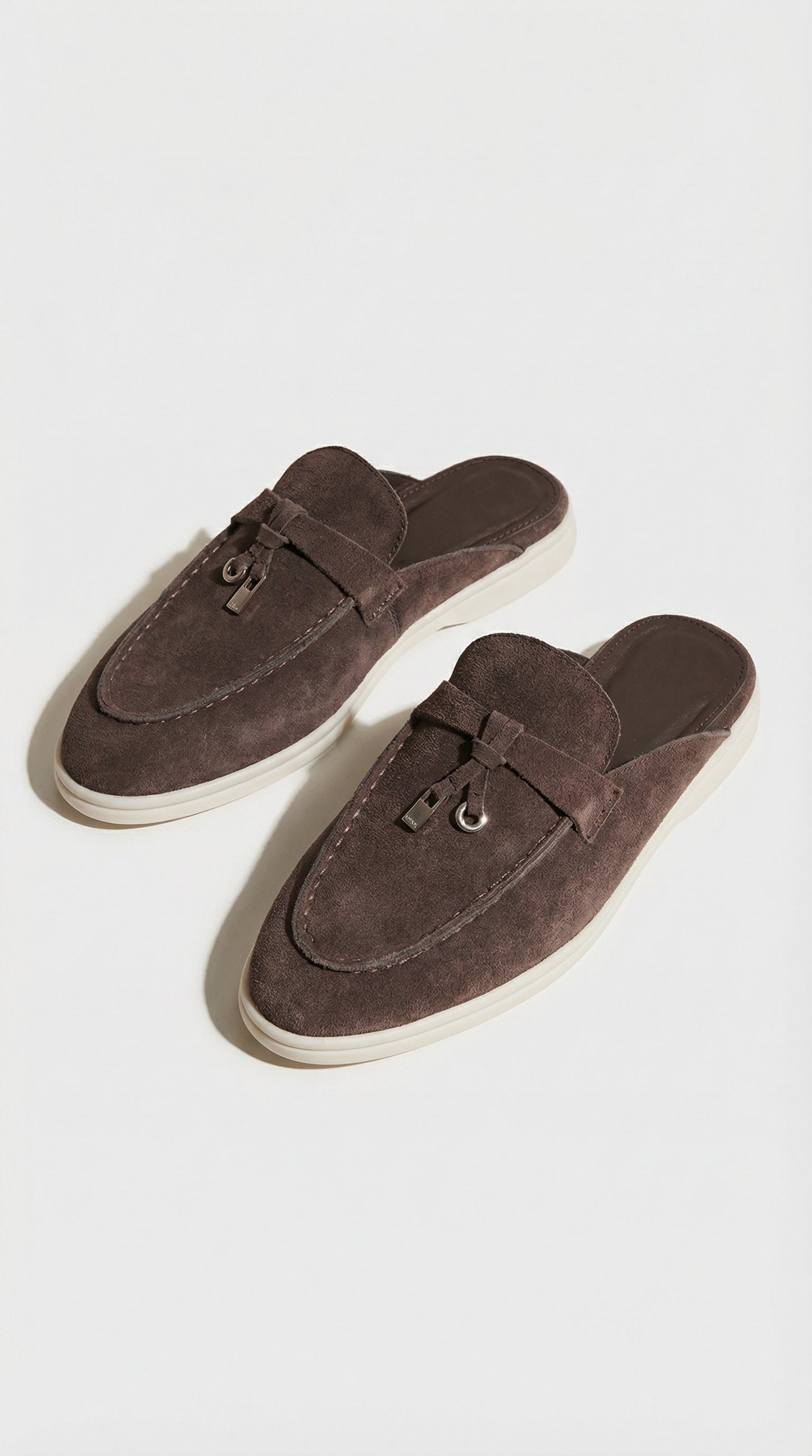 Brown Natural Leather Slip-On Mules