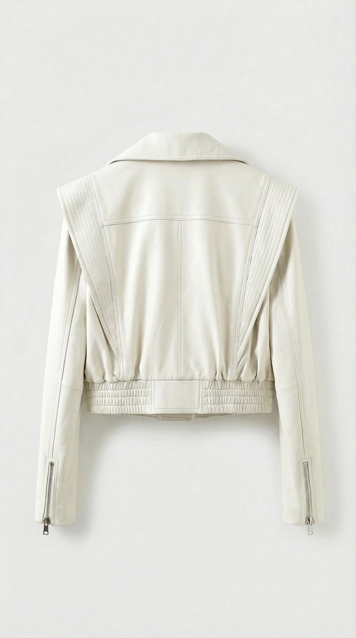 White Short Biker Genuine Leather Jacket