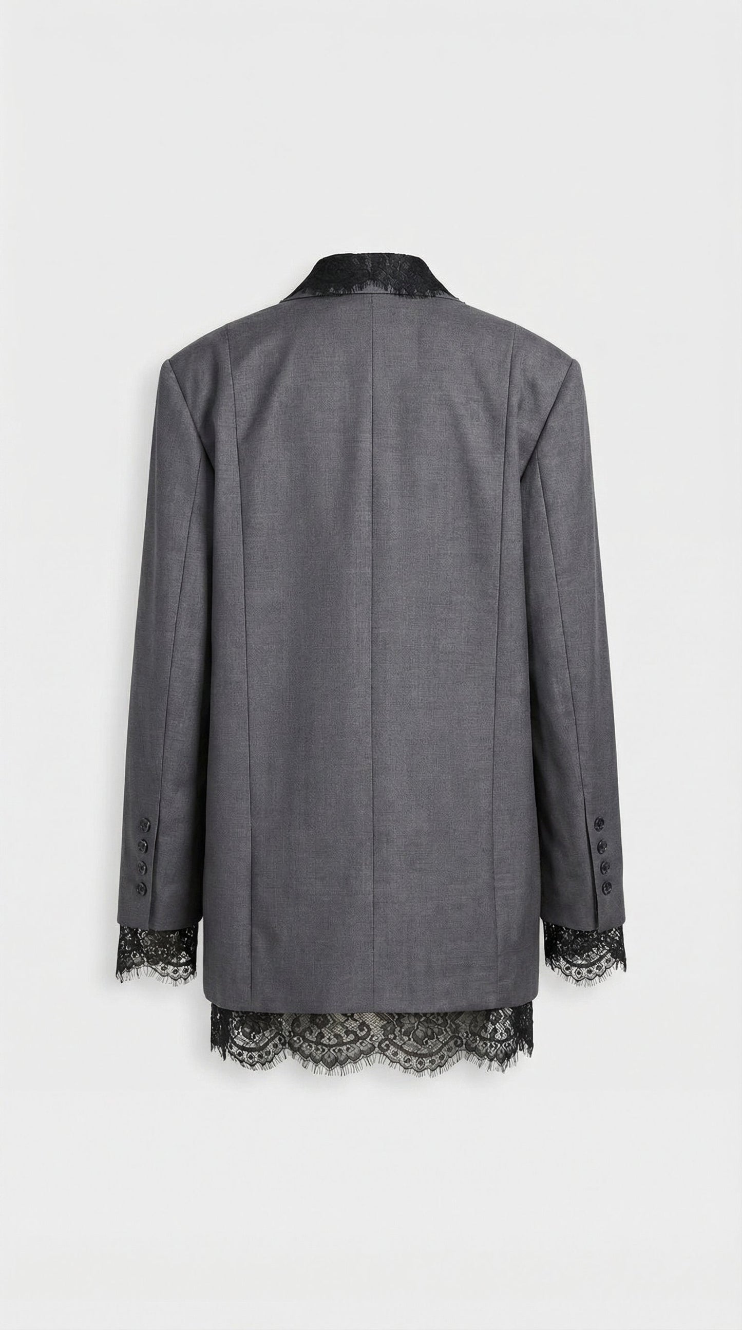 Chic Spliced Lace-Edge Blazer