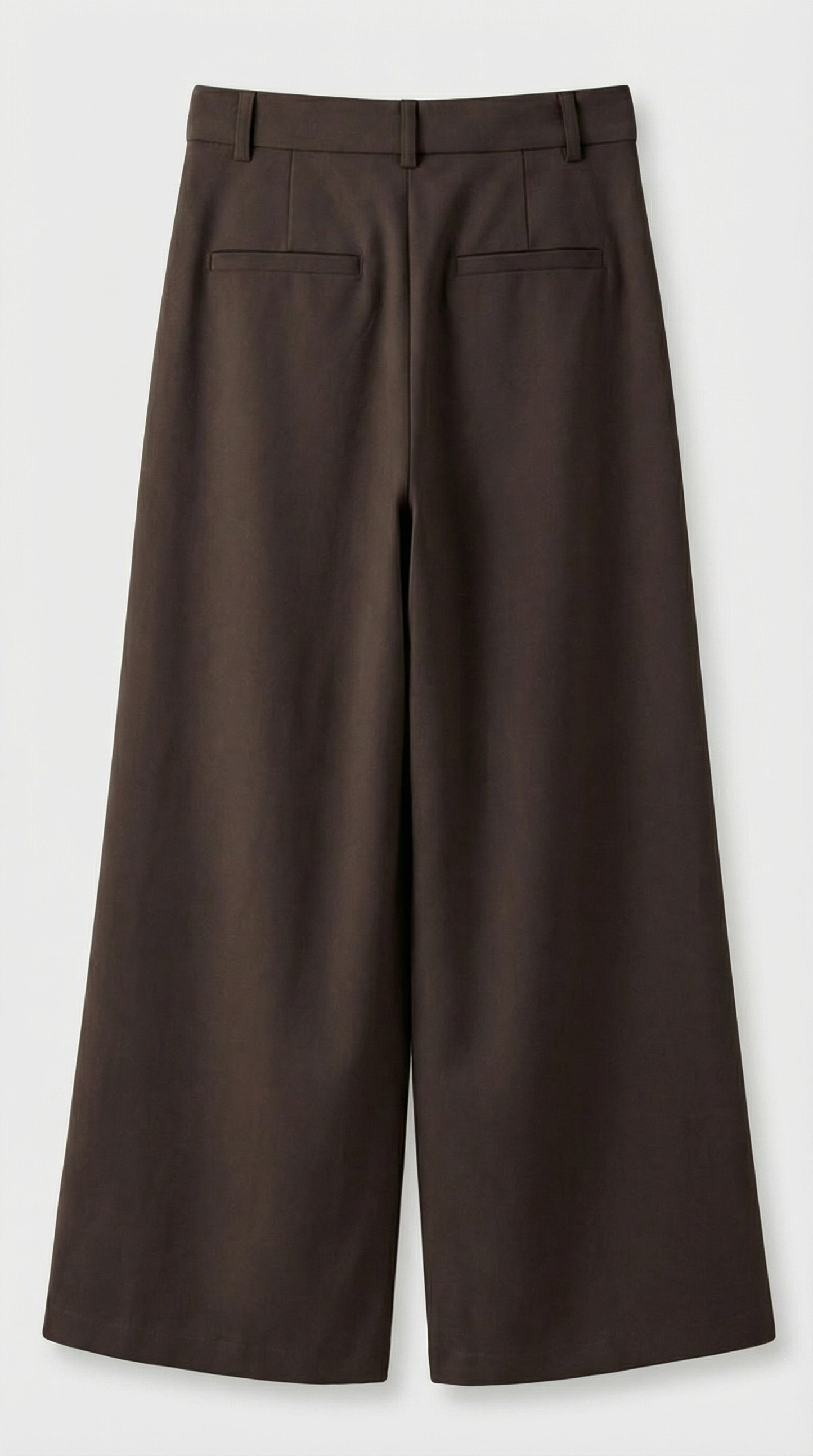 Brown Tie-Strap Pleated Wide-Leg Trousers
