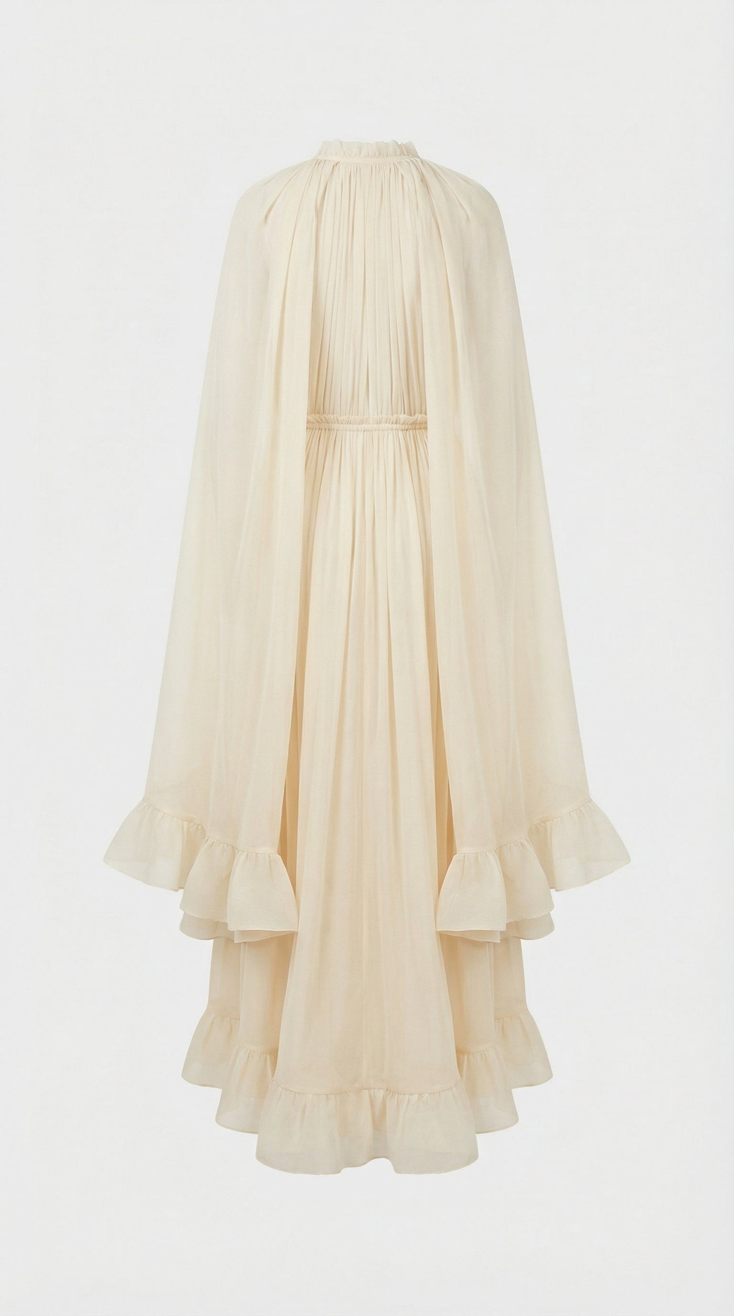Luxury Ruffle Cloak Evening Dress