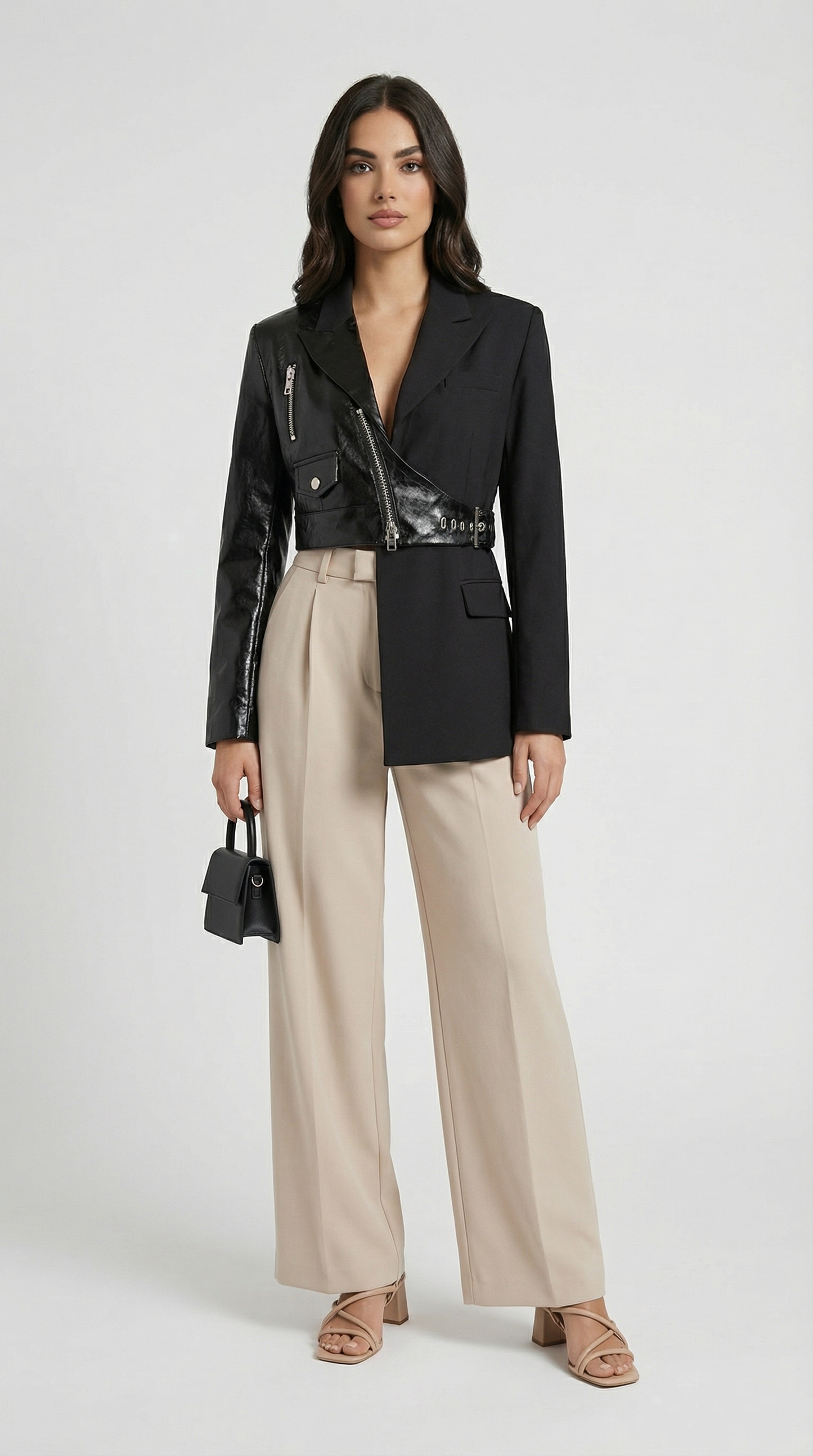 Long Sleeve Irregular Blazer with Belt - Stylish and Versatile Outerwear