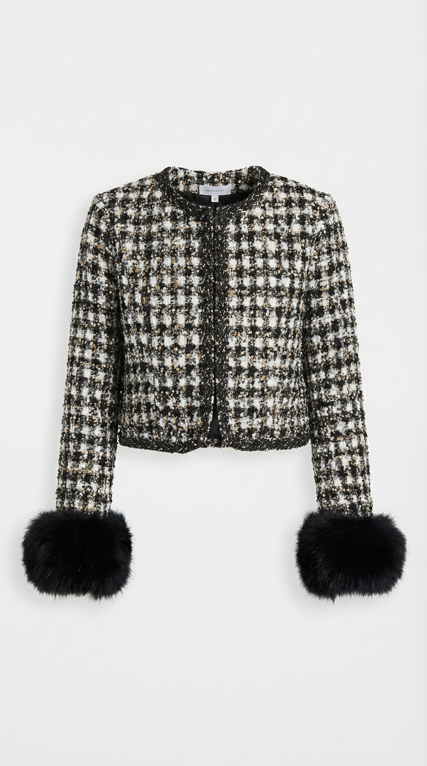 Chic Cotton Padded Blazer with Vegan Fur Cuffs