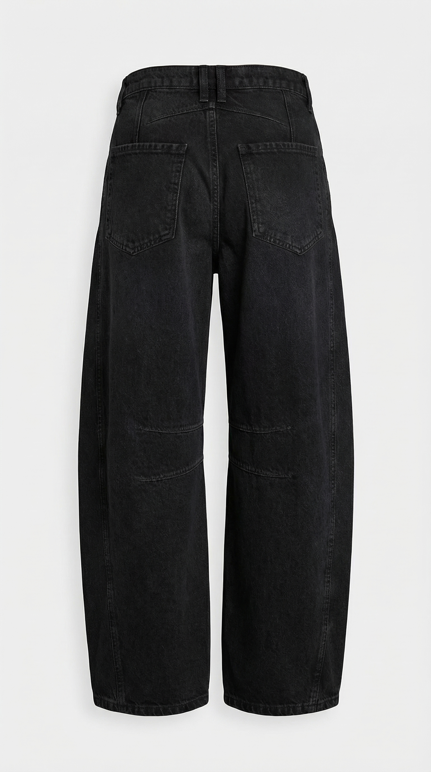 High Stretch Mid-Rise Black Barrel Jeans