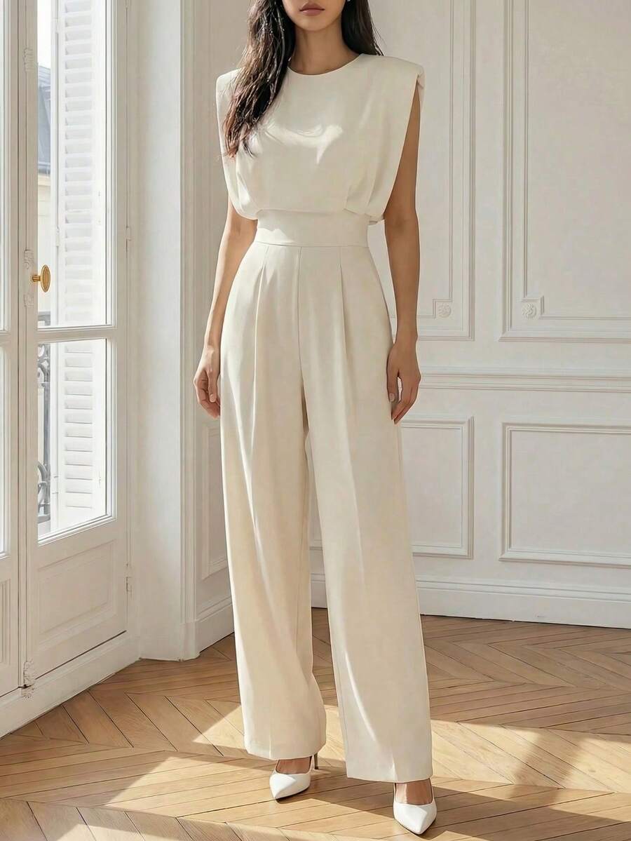 Chic Minimalist Wide Leg Jumpsuit for Effortless Daily Style - Elegant French-Inspired Design