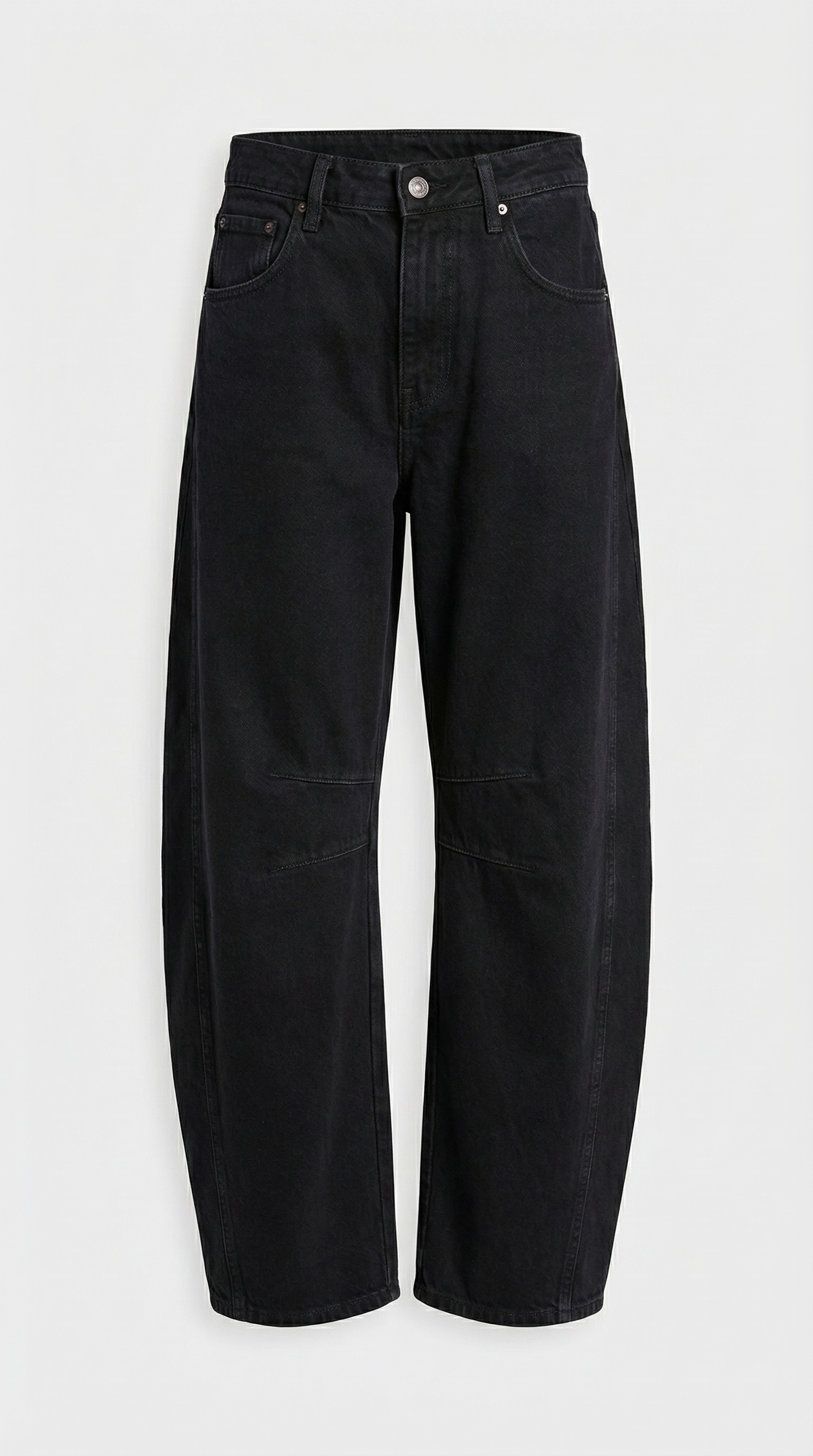 High Stretch Mid-Rise Black Barrel Jeans