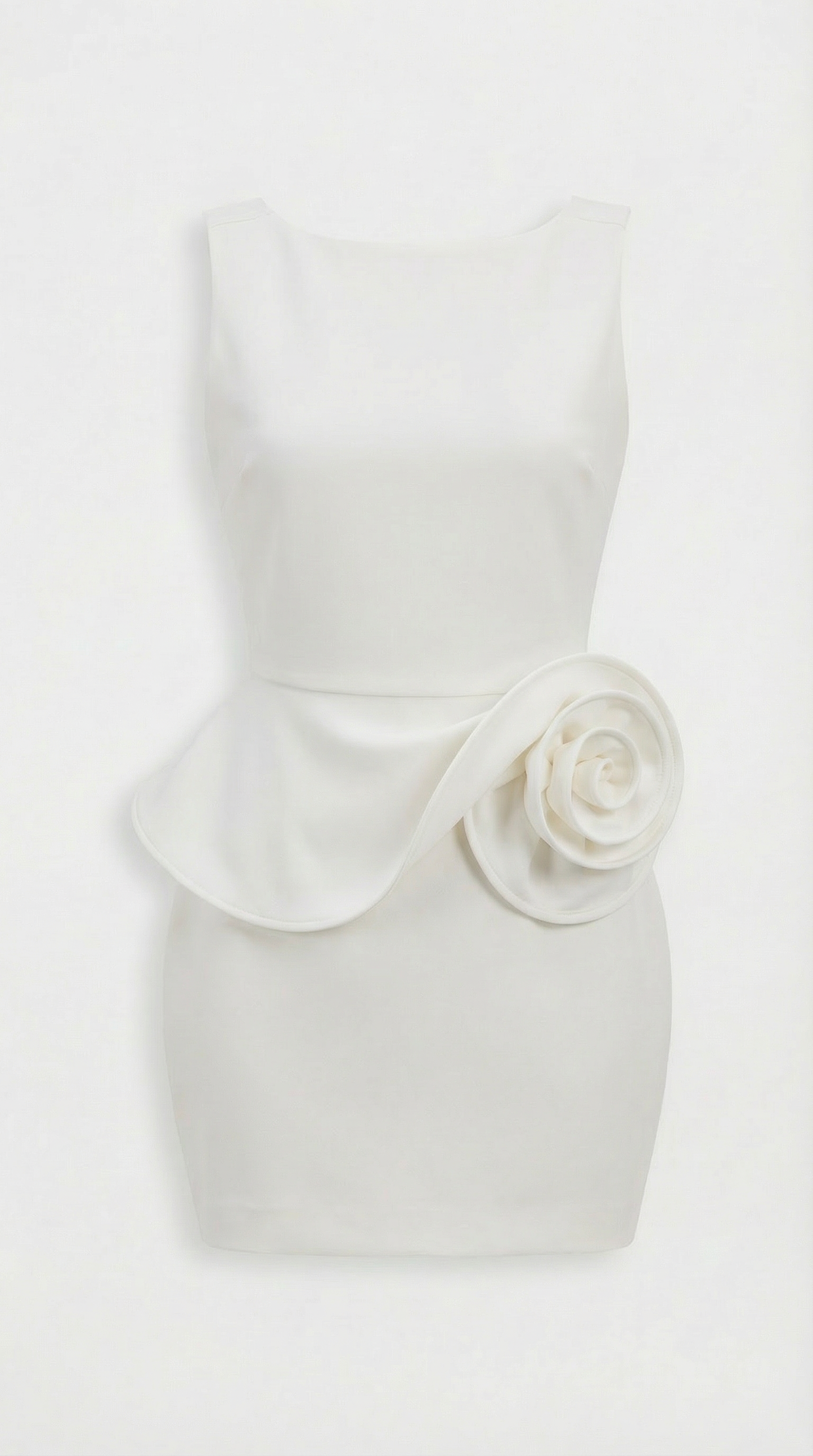Elegant White Backless Dress with Stunning Rose Detail