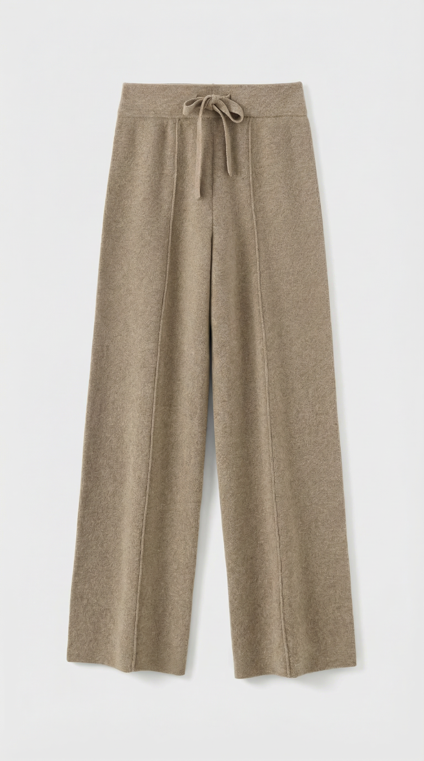 Merino Wool Wide Leg Pants in Beige