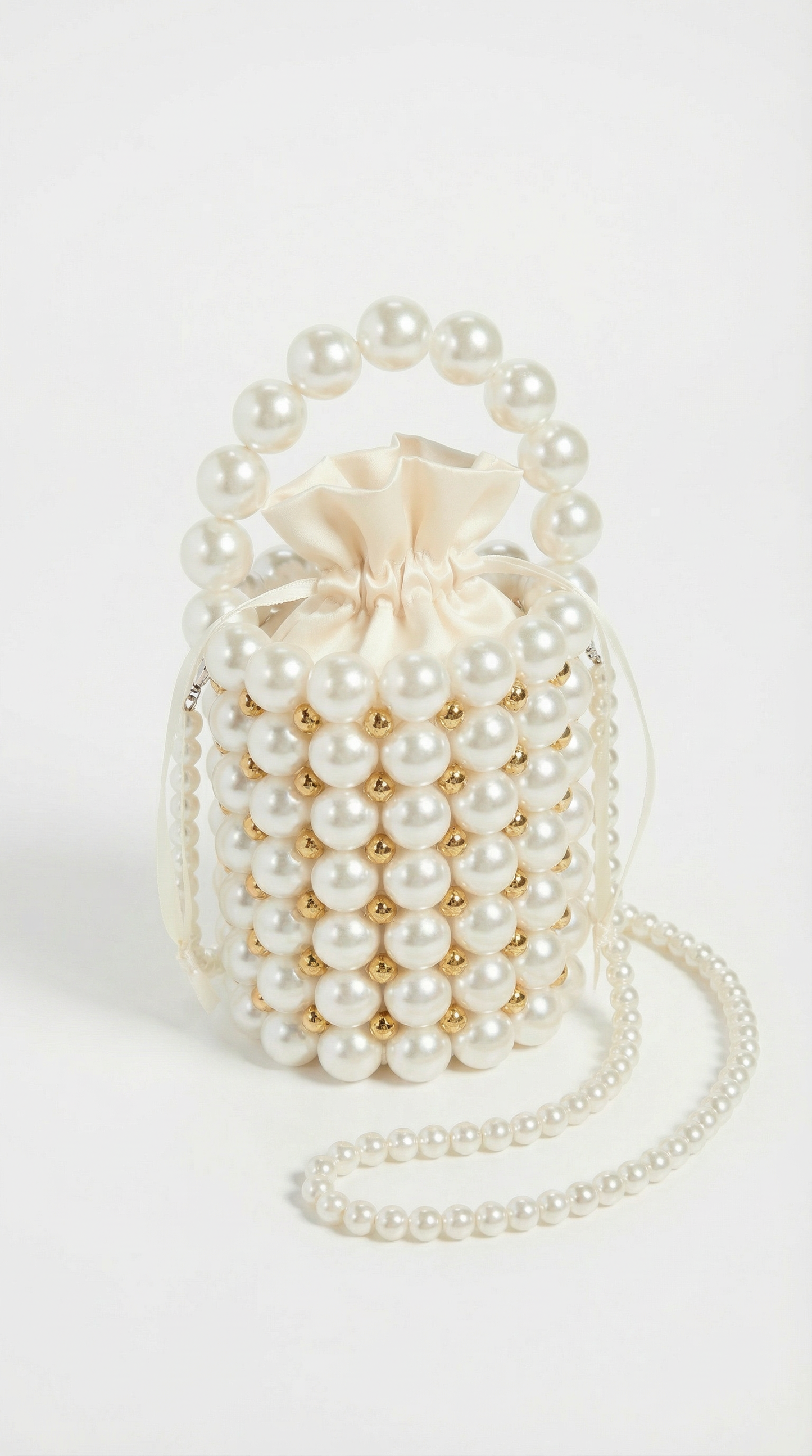 Handmade Pearl-Embellished Shoulder Tote Bag