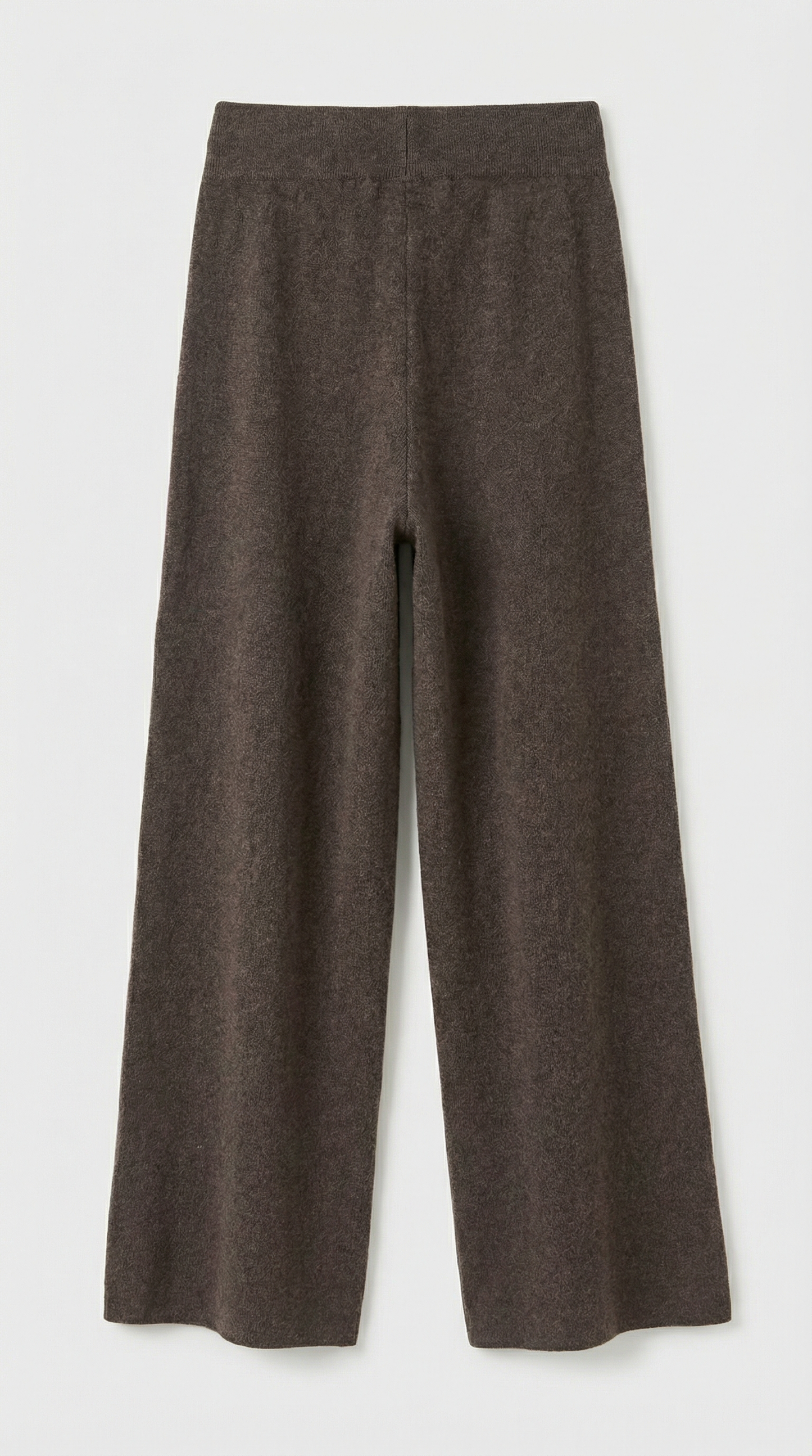 Merino Wool Wide Leg Pants in Brown