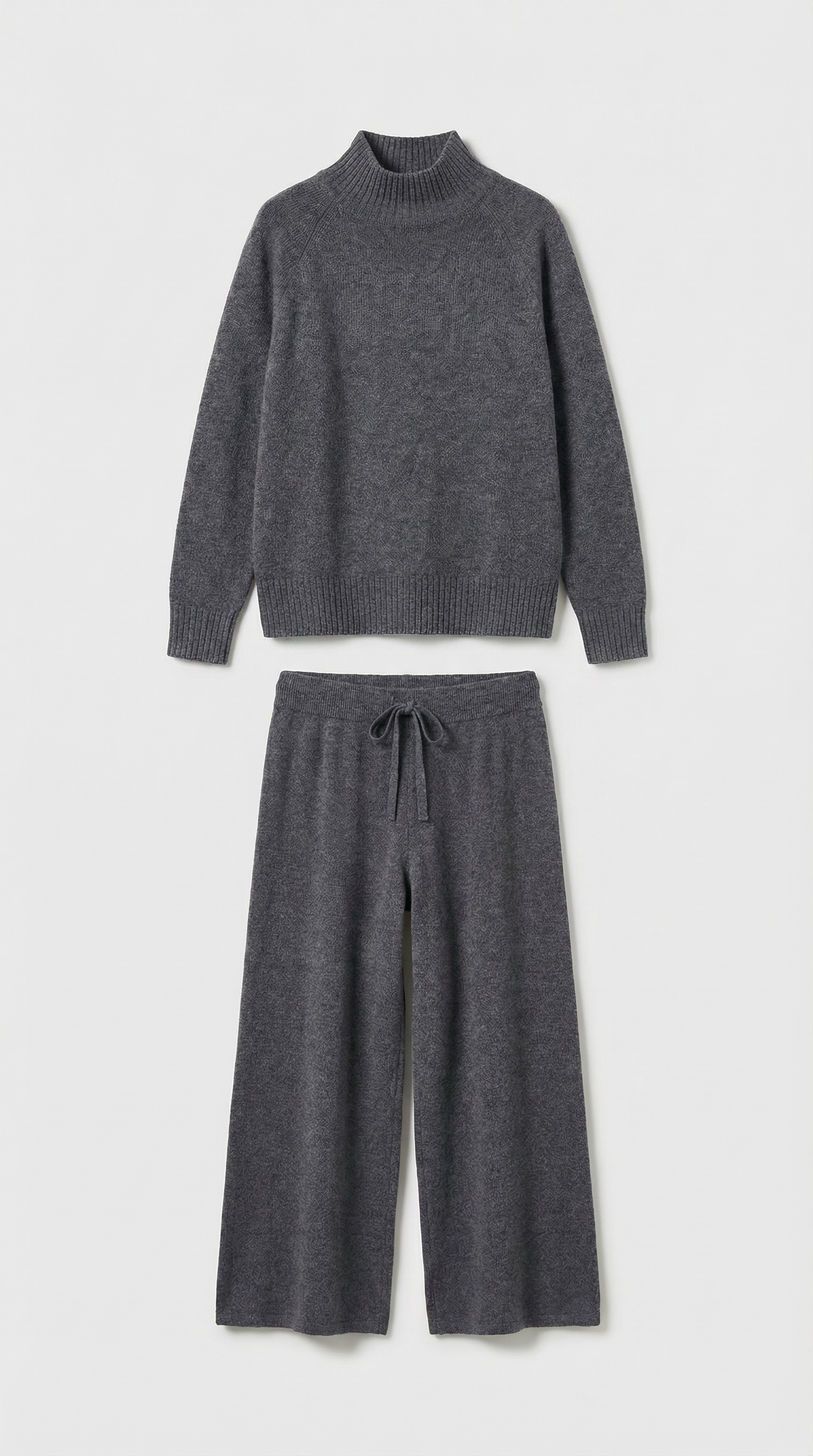 Wool Grey Sweater and Wide Pants Set