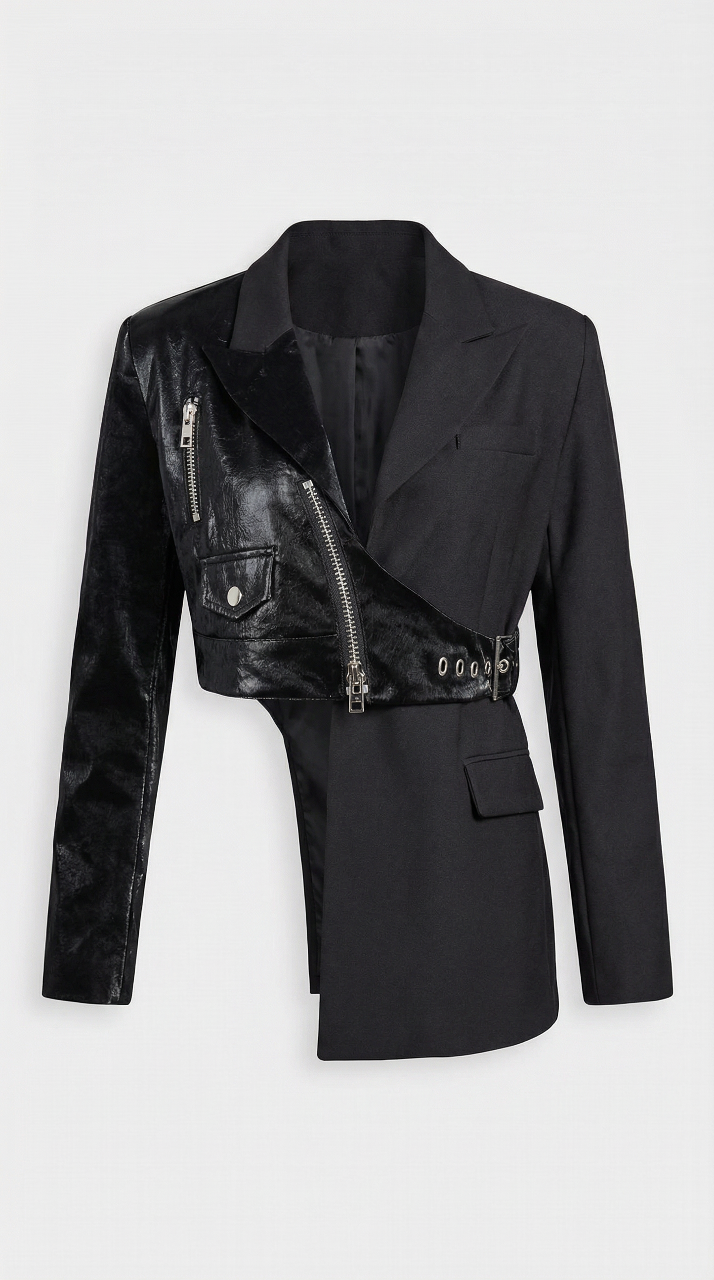 Long Sleeve Irregular Blazer with Belt - Stylish and Versatile Outerwear