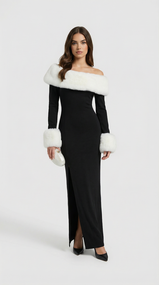 Royal Collar Full Sleeve Dress - Elegant and Timeless Design