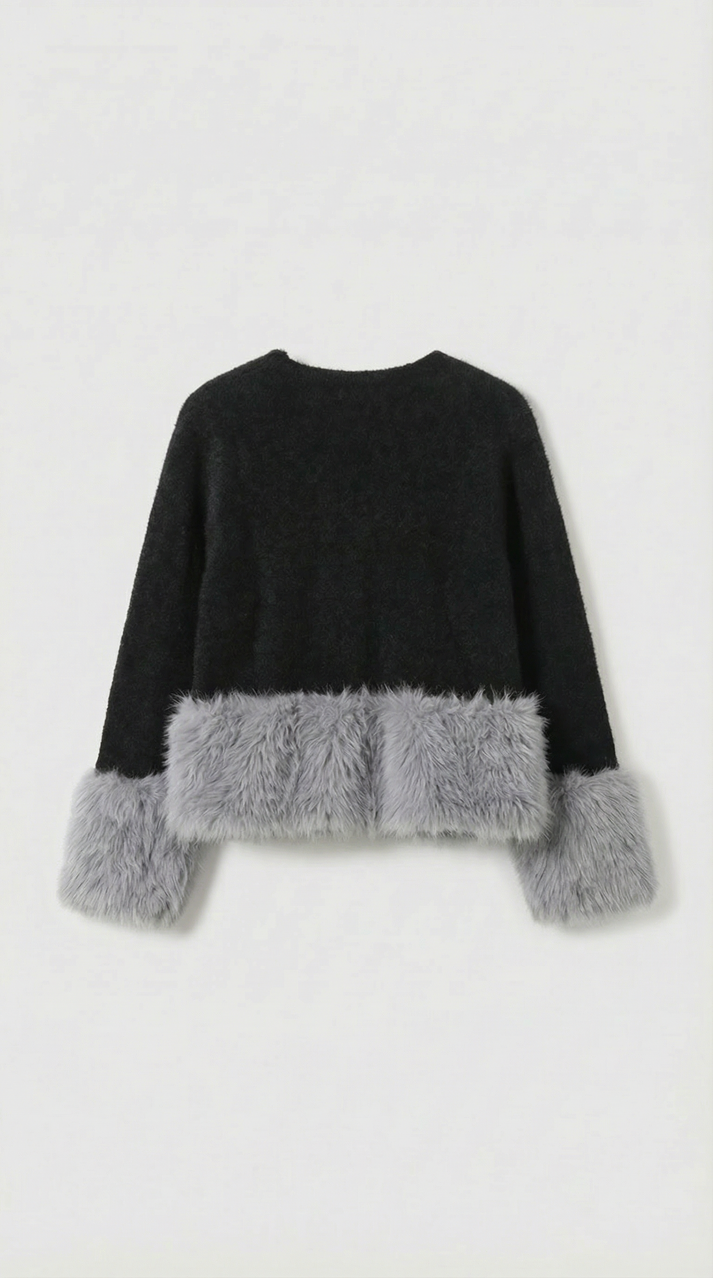 Elegant Furry Sleeve Knitted Cardigan