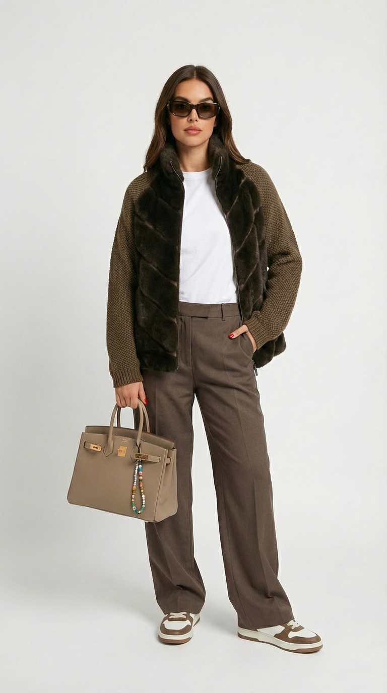 Vegan Fur Patchwork Jacket in Brumal Design