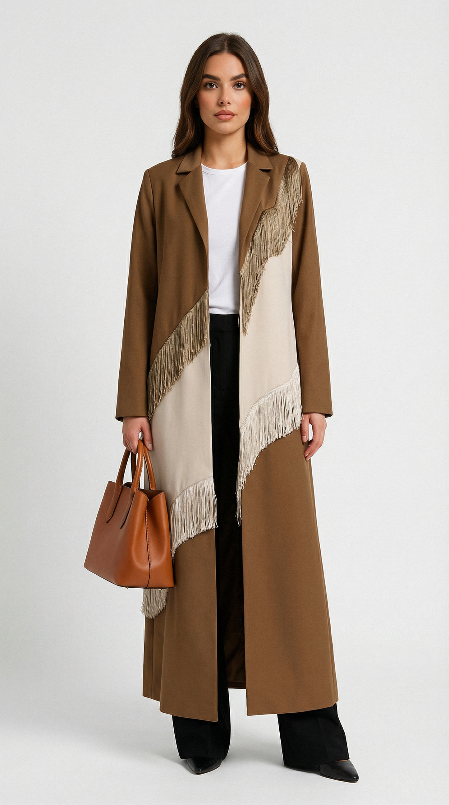 Structured Woven Fringe Coat in Cascadia Design