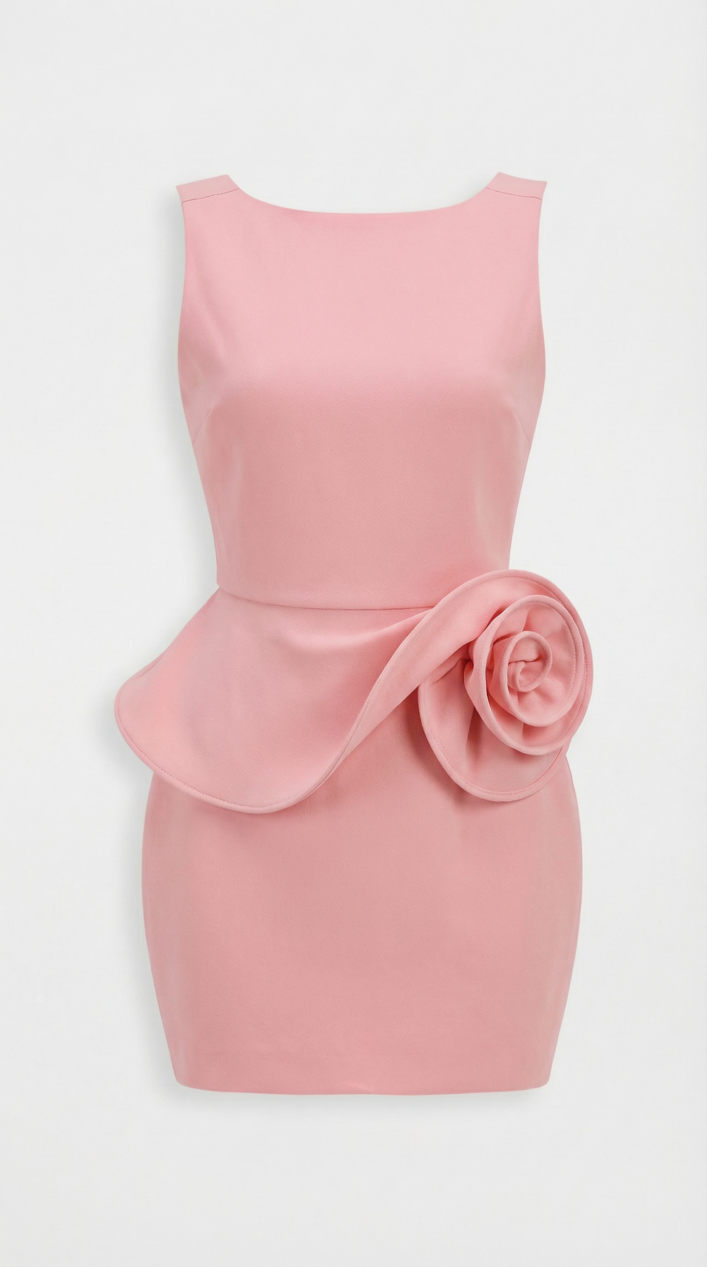 Elegant Pink Backless Dress with Stunning Rose Detail