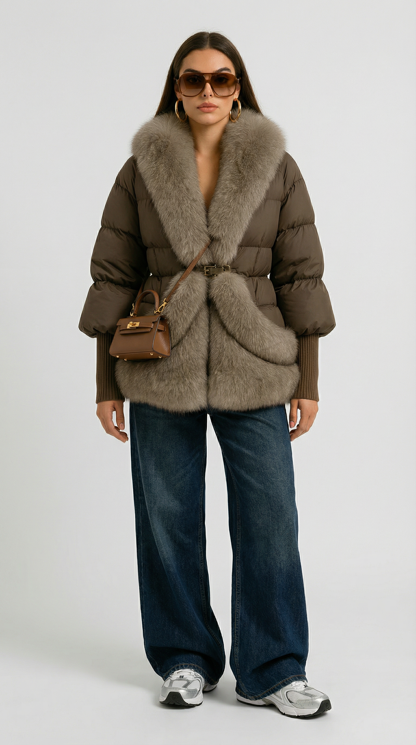Premium Goose Down Puffer Jacket with Luxurious Natural Fox Fur Collar
