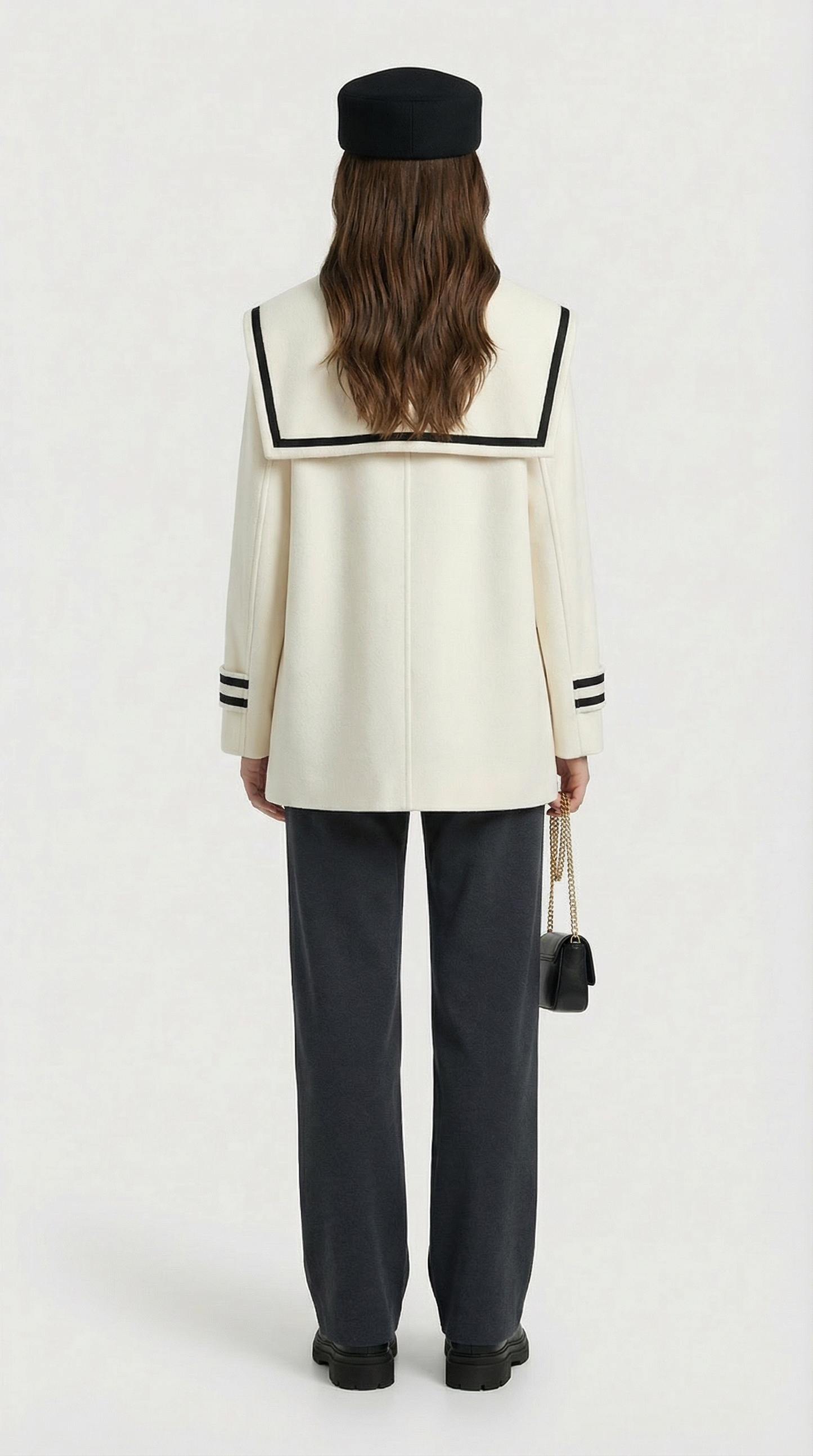 Loose-Fit Sailor Coat with Oversized Pocket