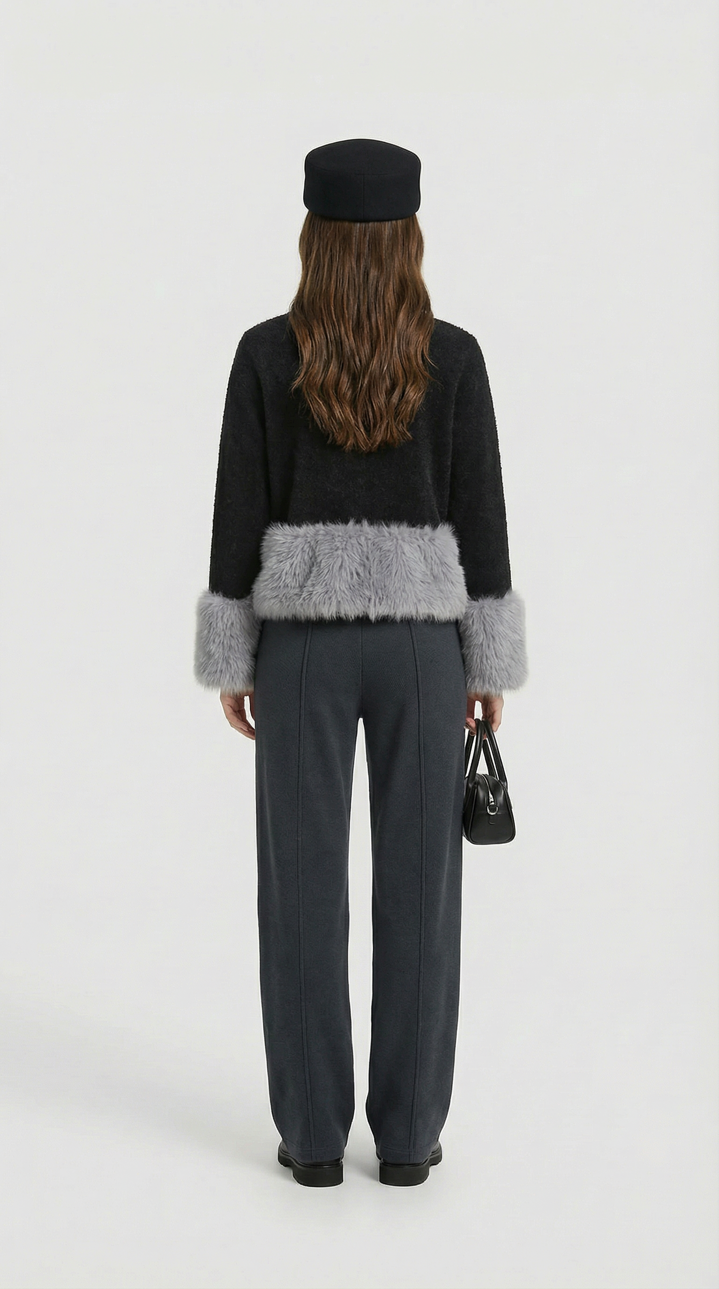 Elegant Furry Sleeve Knitted Cardigan