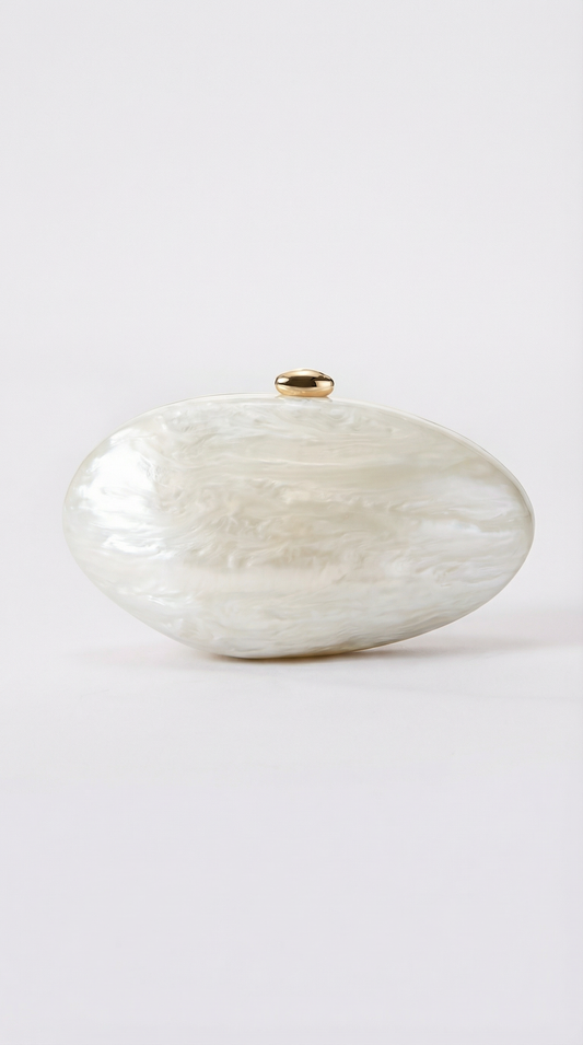 Oyster Clutch Bag with Elegant Golden Chain