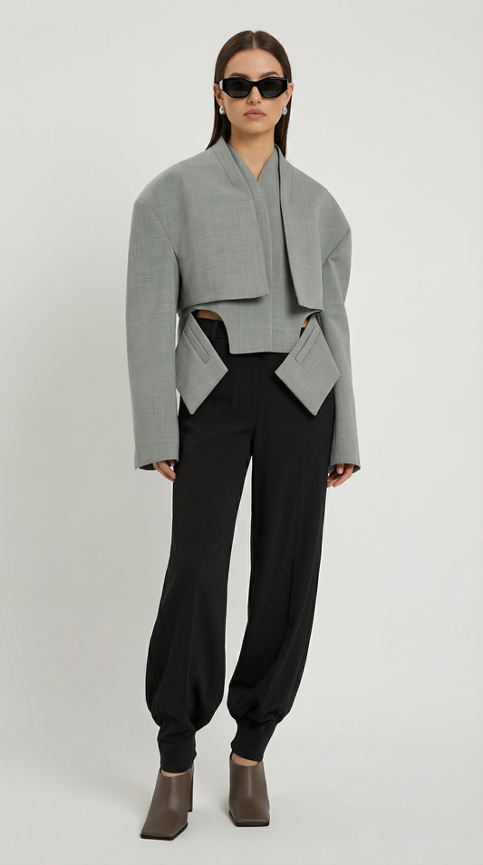 Asymmetric Cropped Jacket in Modern Design