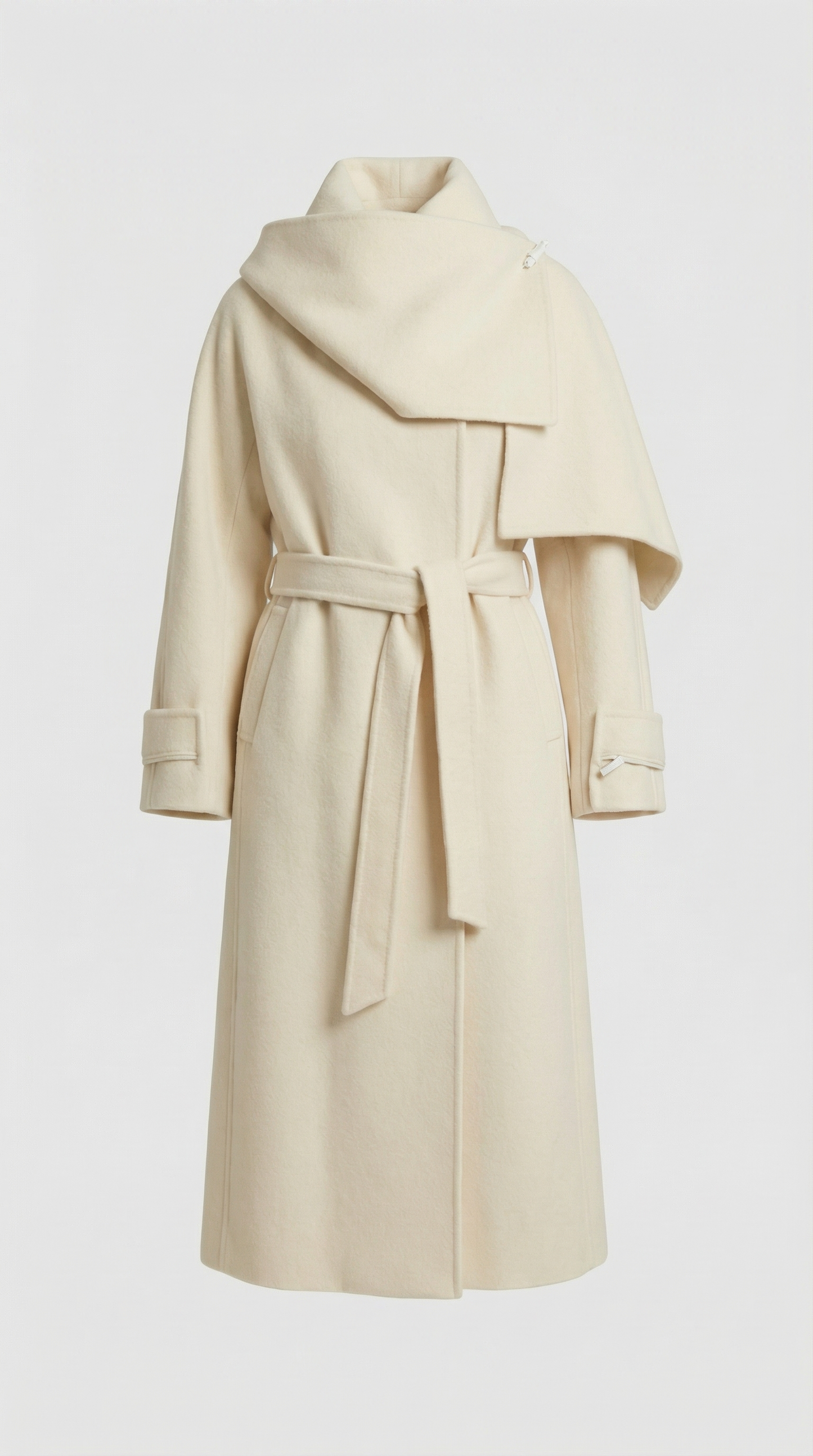 Natural Double-Sided Wool Jacket with Soft Ivory Scarf