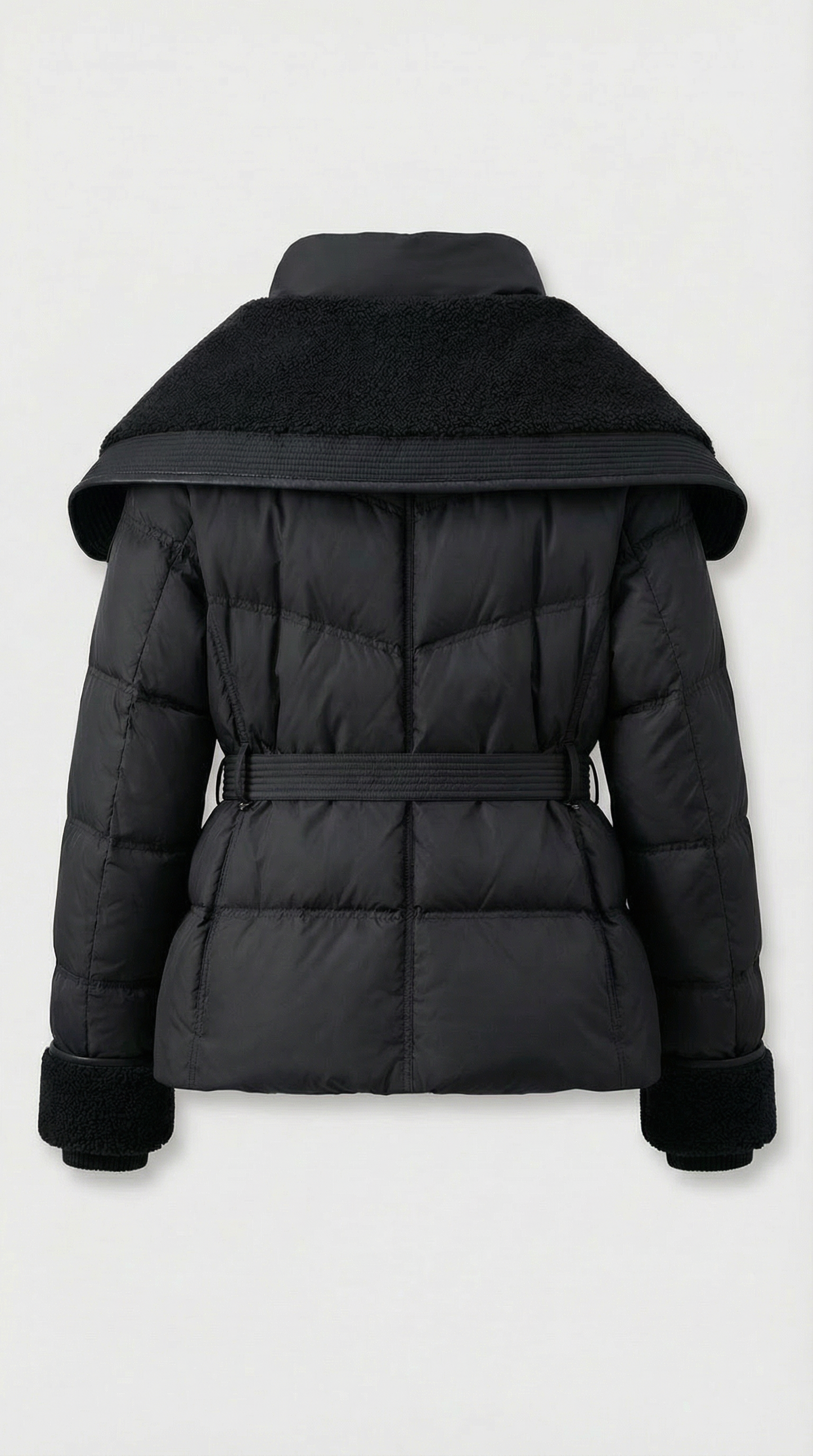 Chic Black Down Jacket with Oversized Collar