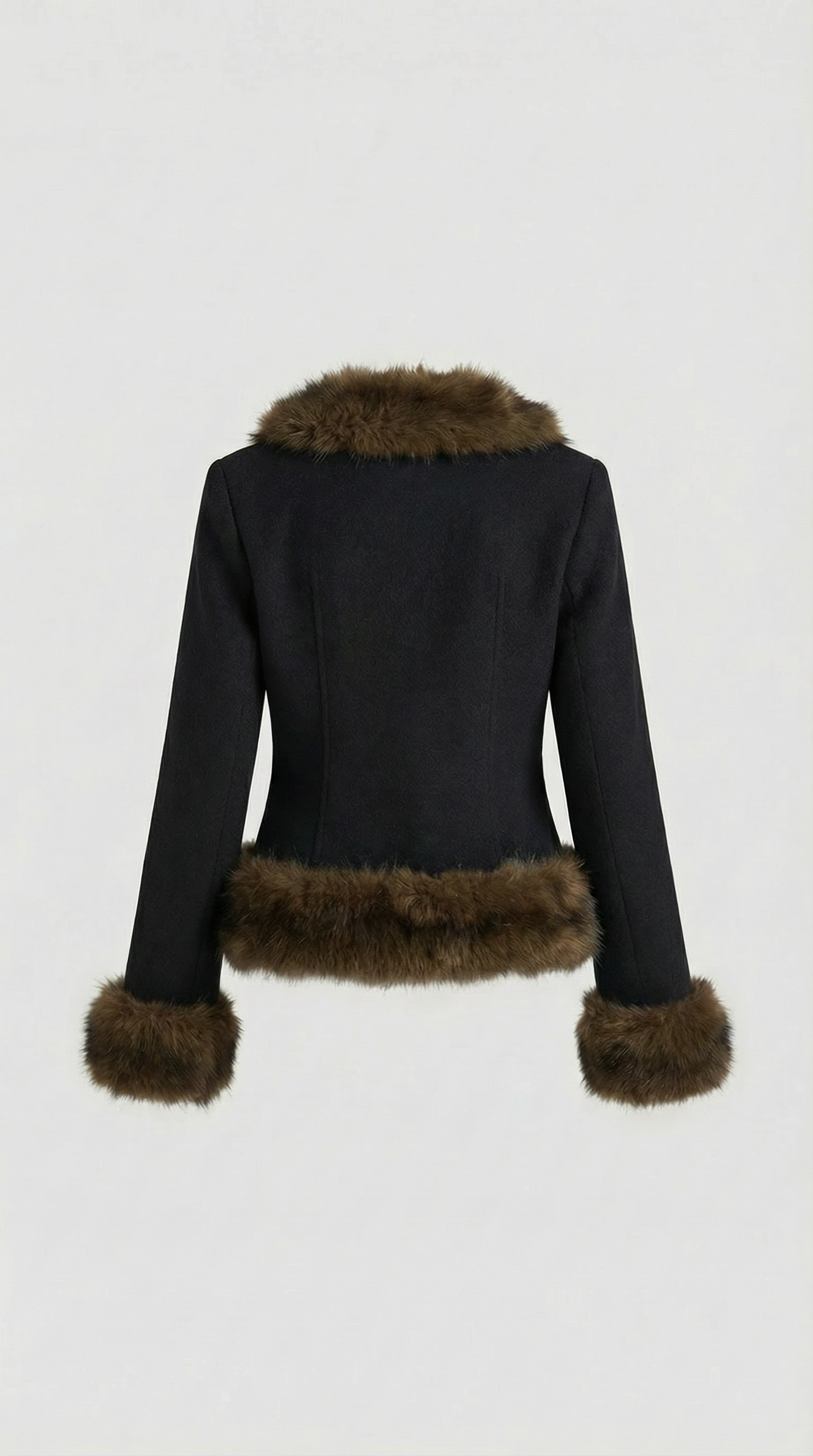 Vegan Fur Collar Short Coat in Chic Style