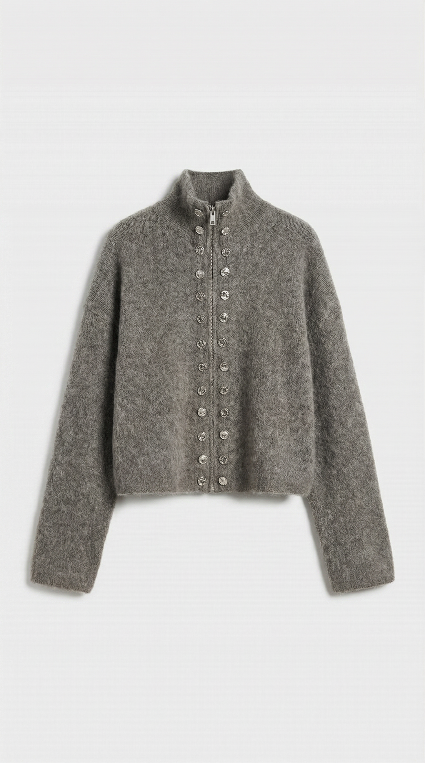 Double Breasted Fluffy Knitted Cardigan in Soft Pastel