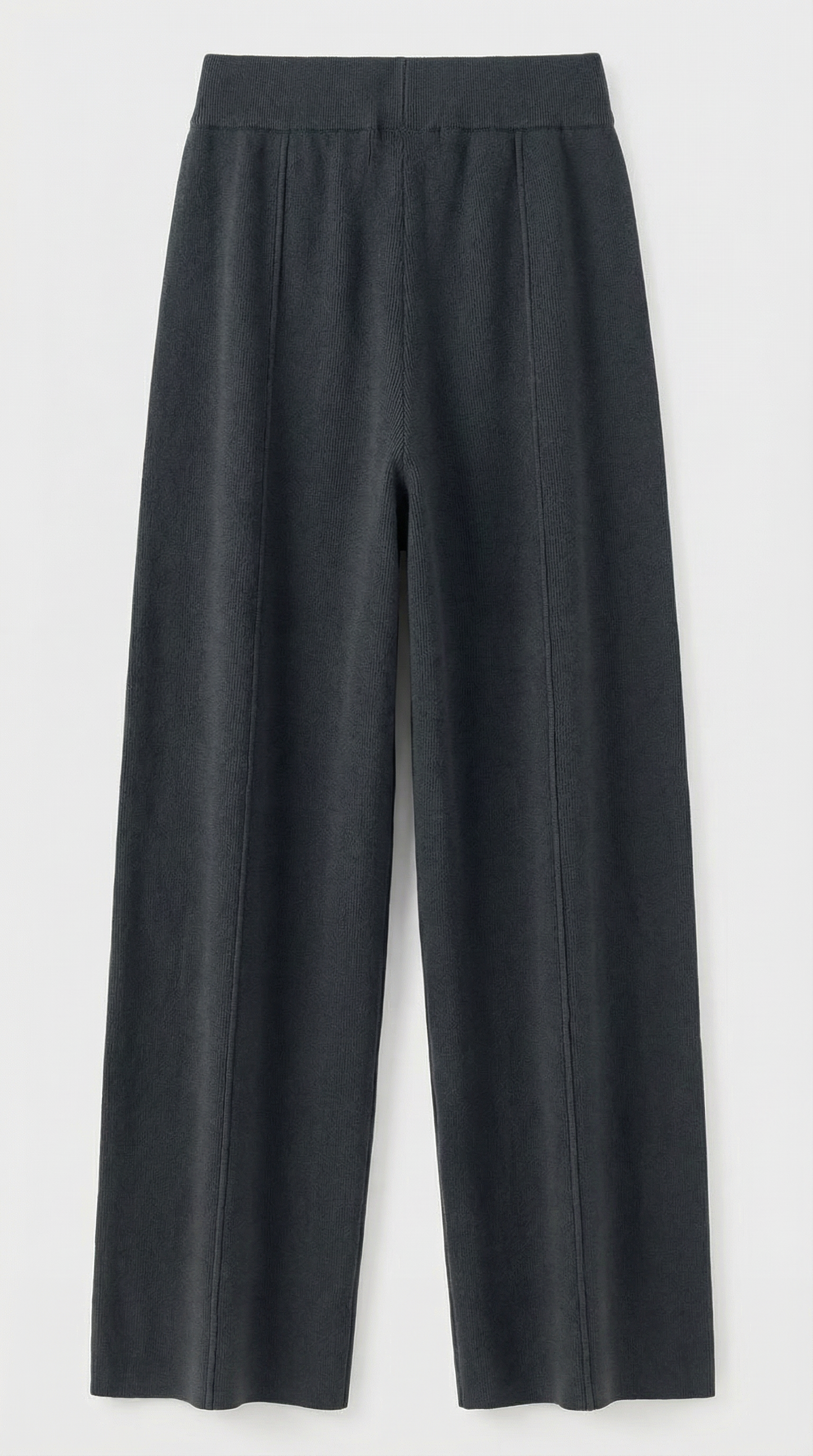 Merino Wool Wide Leg Pants in Black