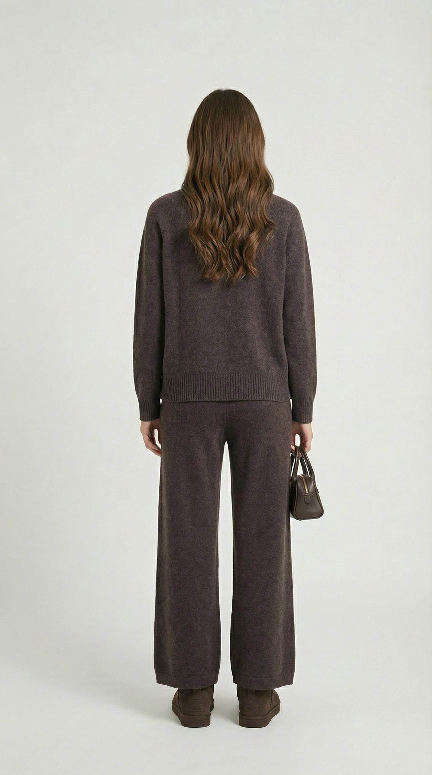 Wool Brown Sweater and Wide Pants Set