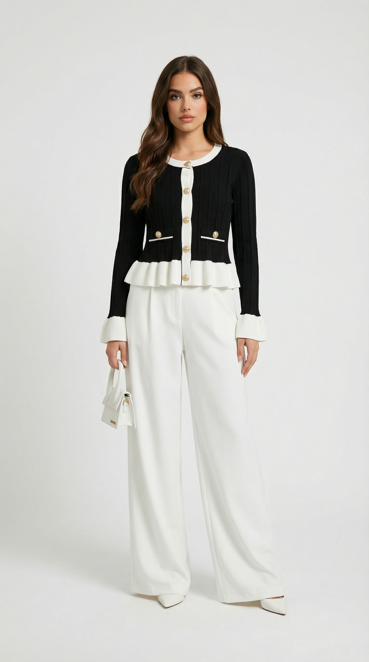 Elegant O-neck Cardigan with Flare Sleeves