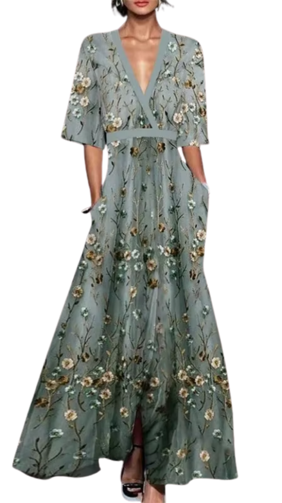 Floral V-Neck Spring Dress