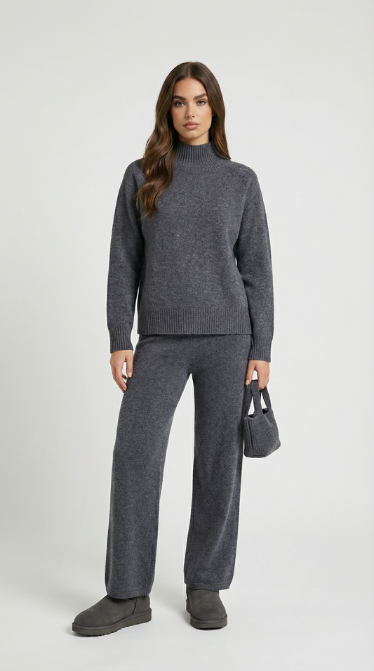 Wool Grey Sweater and Wide Pants Set