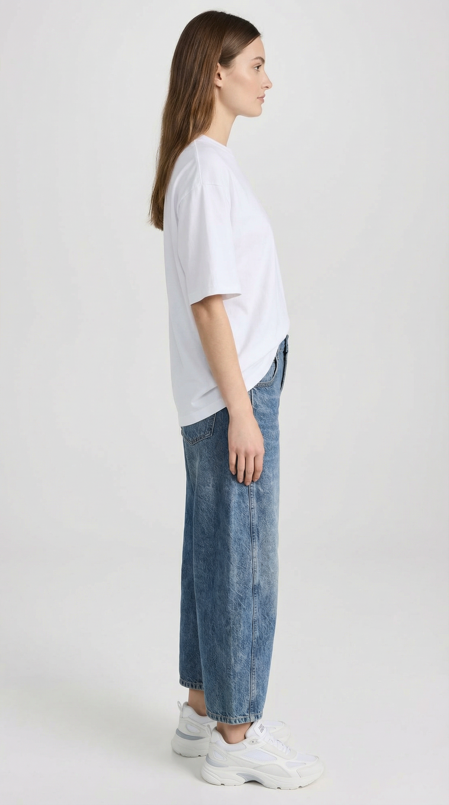 High Stretch Mid-Rise Blue Barrel Jeans